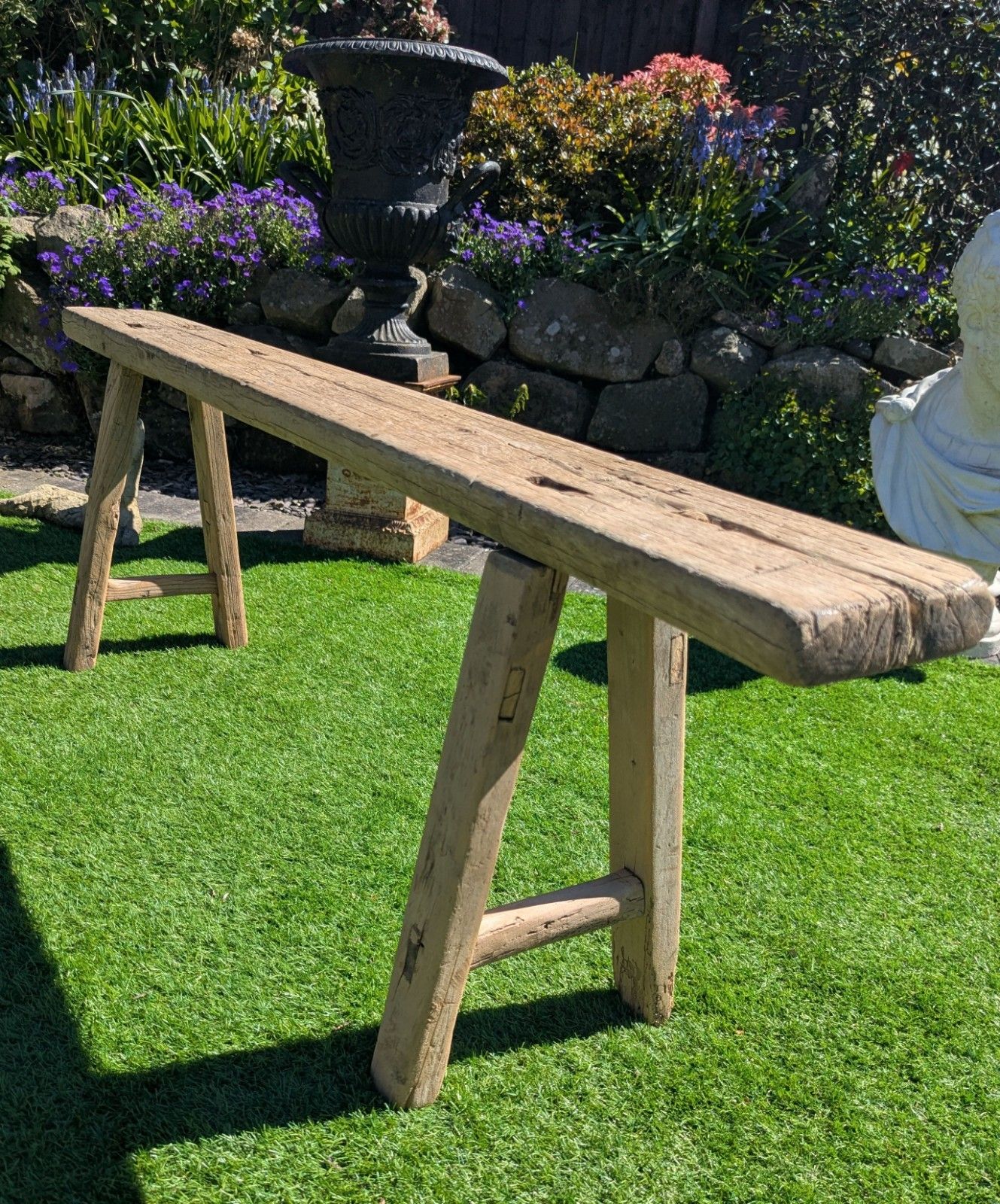 Table/banc vintage en orme récupéré, rustique, A.O.L - Livraison disponible 0320