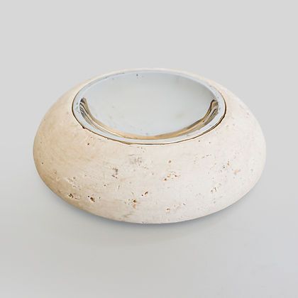 Vide-poche mid-century en travertin, par Fratelli Mannelli, années 1970. photo furniture