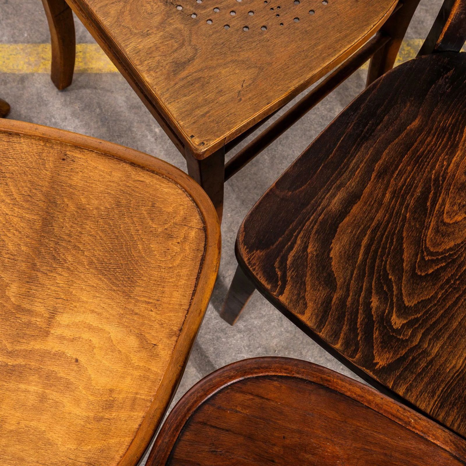 photo for sale 1950’s Harlequin Mixed Standard Pub Dining Chairs – Set Of Thirty