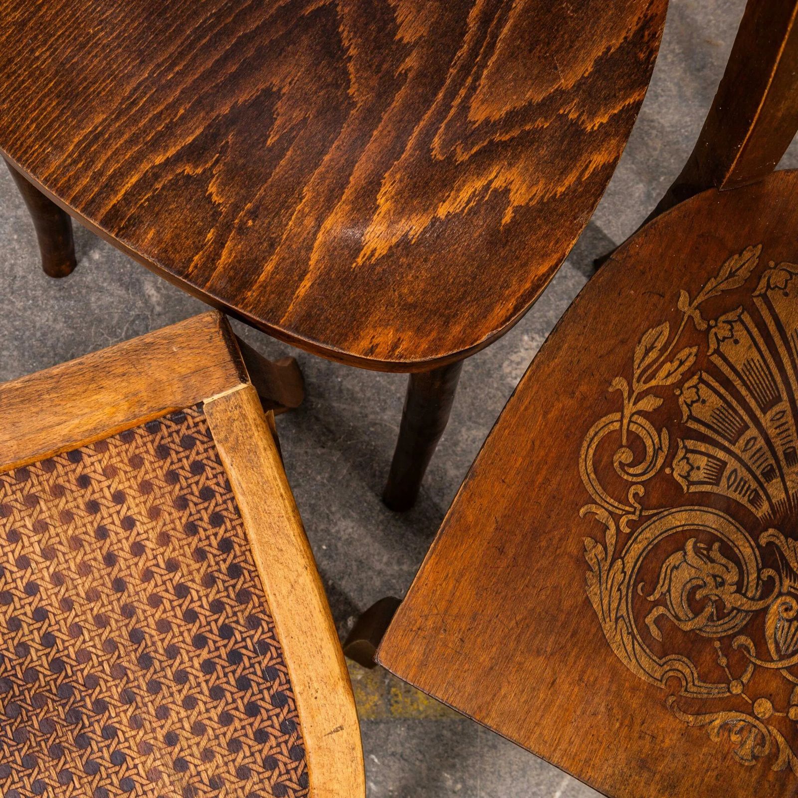 4740.0 1950’s Harlequin Mixed Standard Pub Dining Chairs – Set Of Thirty photo