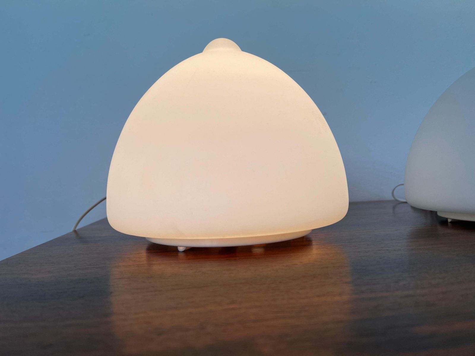Pair Of Czech Opaline Glass Sculptural Table Lamps, 1970s photo Lighting