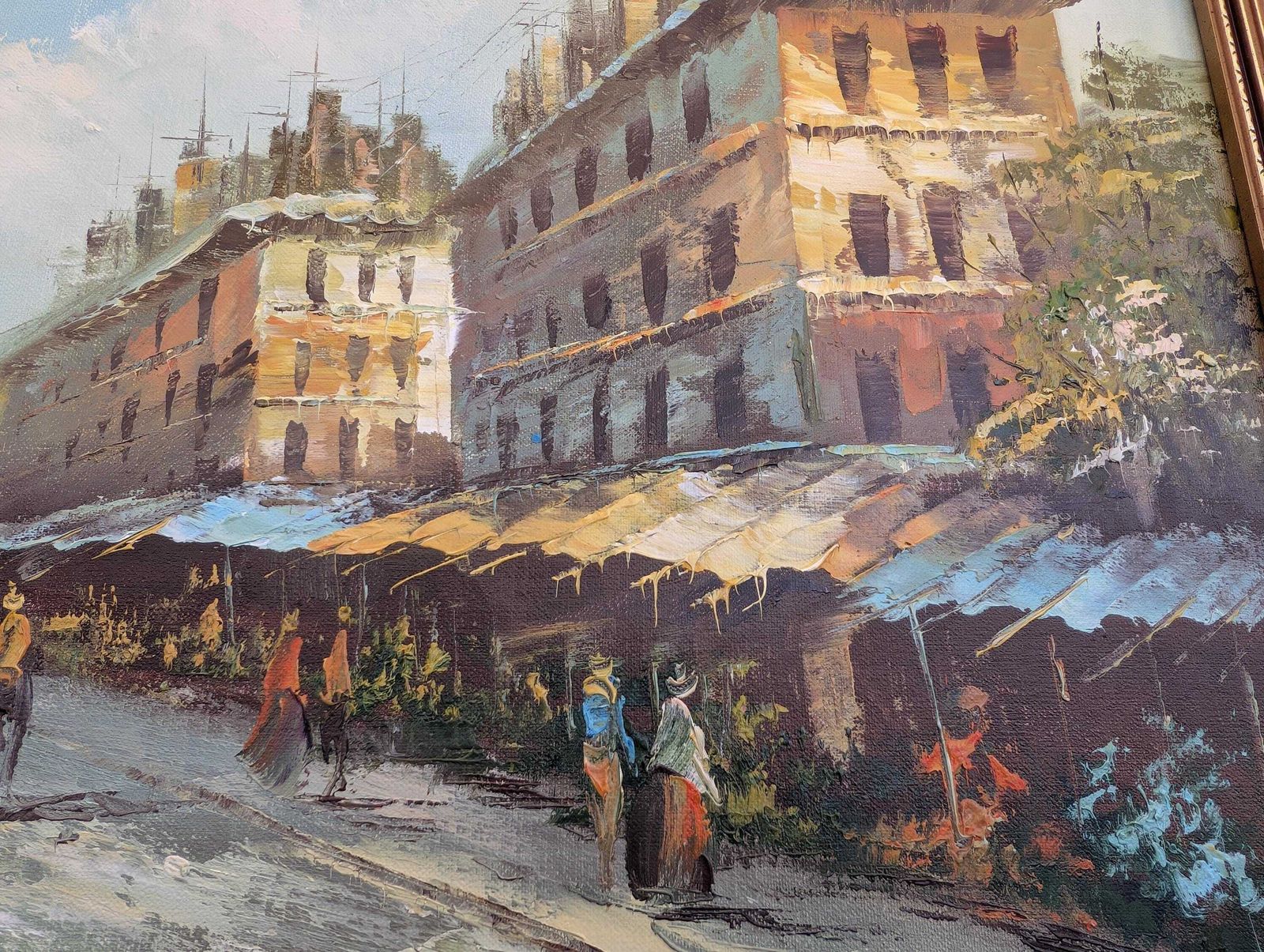 Mid 20th Century Impressionist Cityscape Signed Oil On Canvas Painting. photo Art