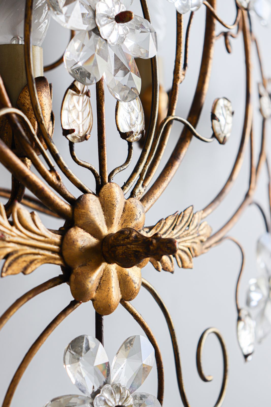 Imposing Gilt Banci Firenze Sconce, 1970s photo vintage