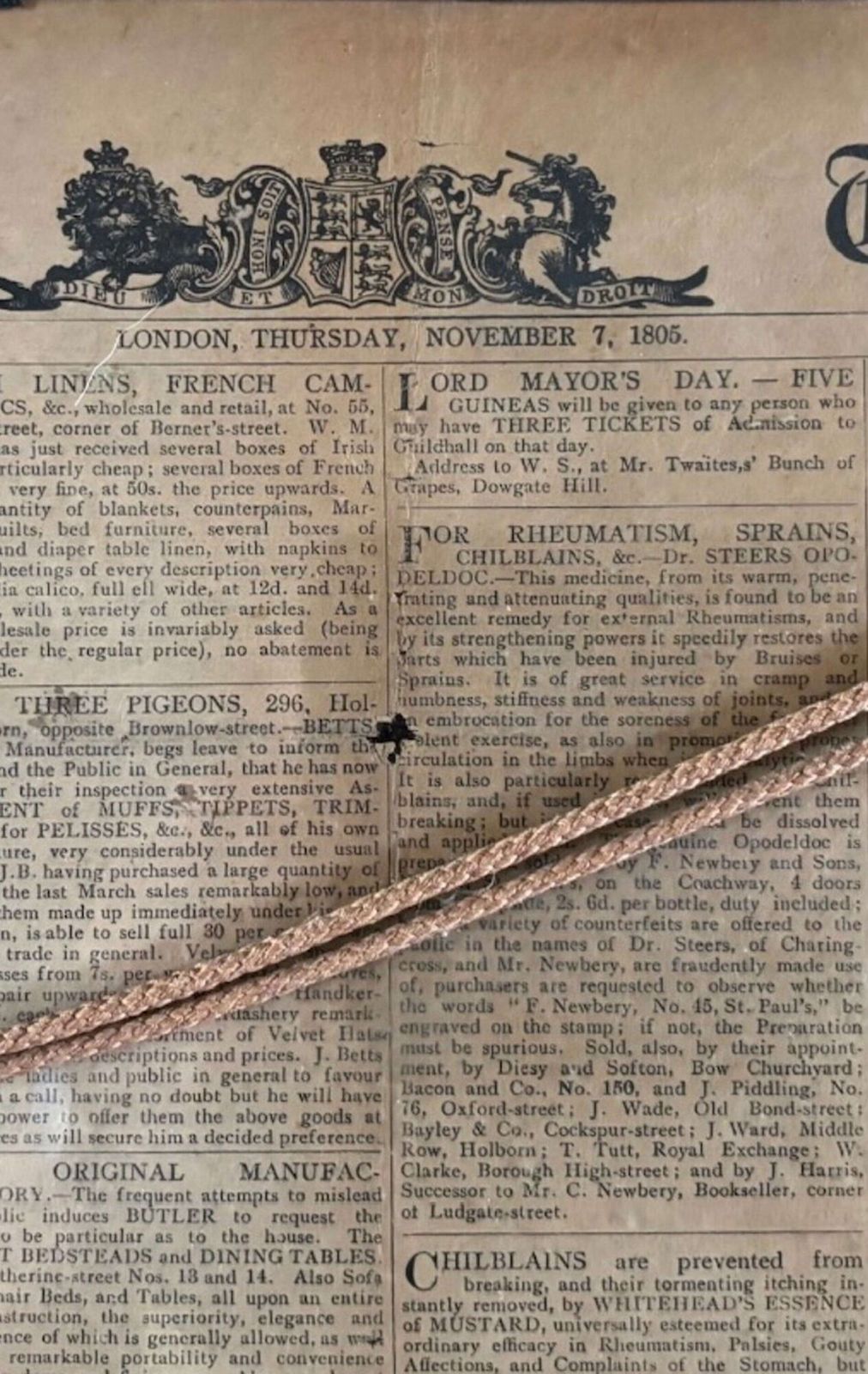 Times Newspaper Nov 7th 1805   Trafalgar And Nelsons Death photo Art