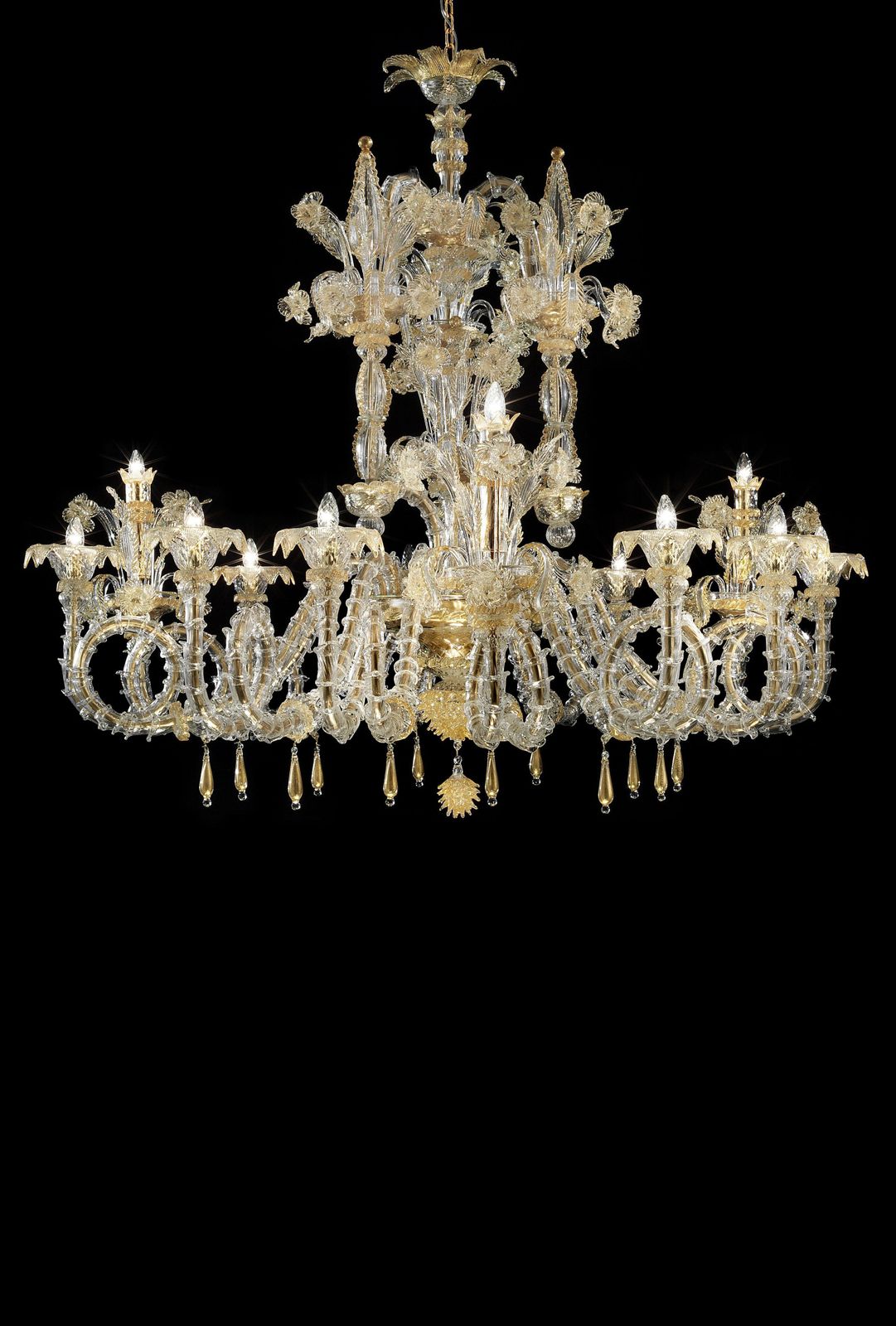 Imperial Venetian "Cà Rezzonico" Gold Murano Glass Luxury Chandlier photo vintage