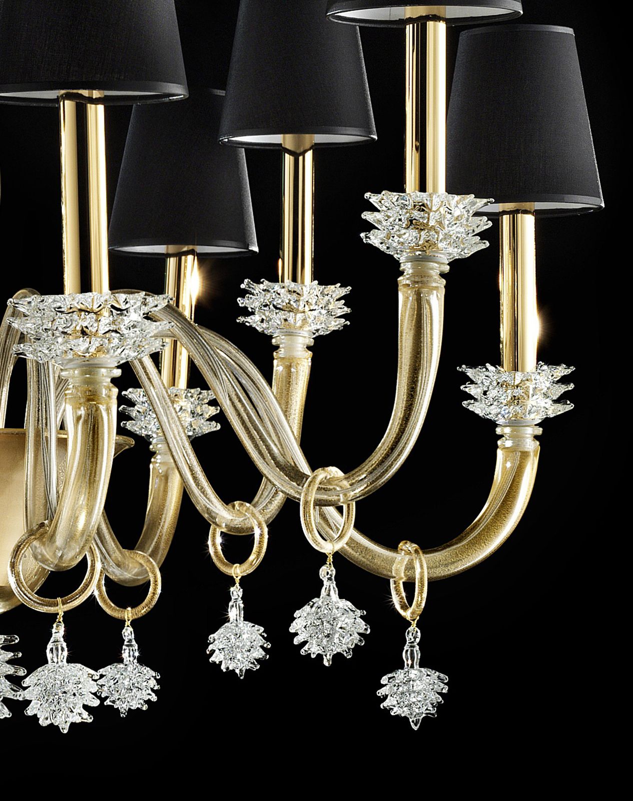 Contemporary Modern "Rostrato" Gold Murano Glass Chandelier photo 13602.0