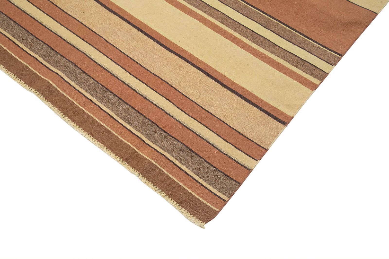 Tapis Dhurrie brun 9x12 photo Textiles