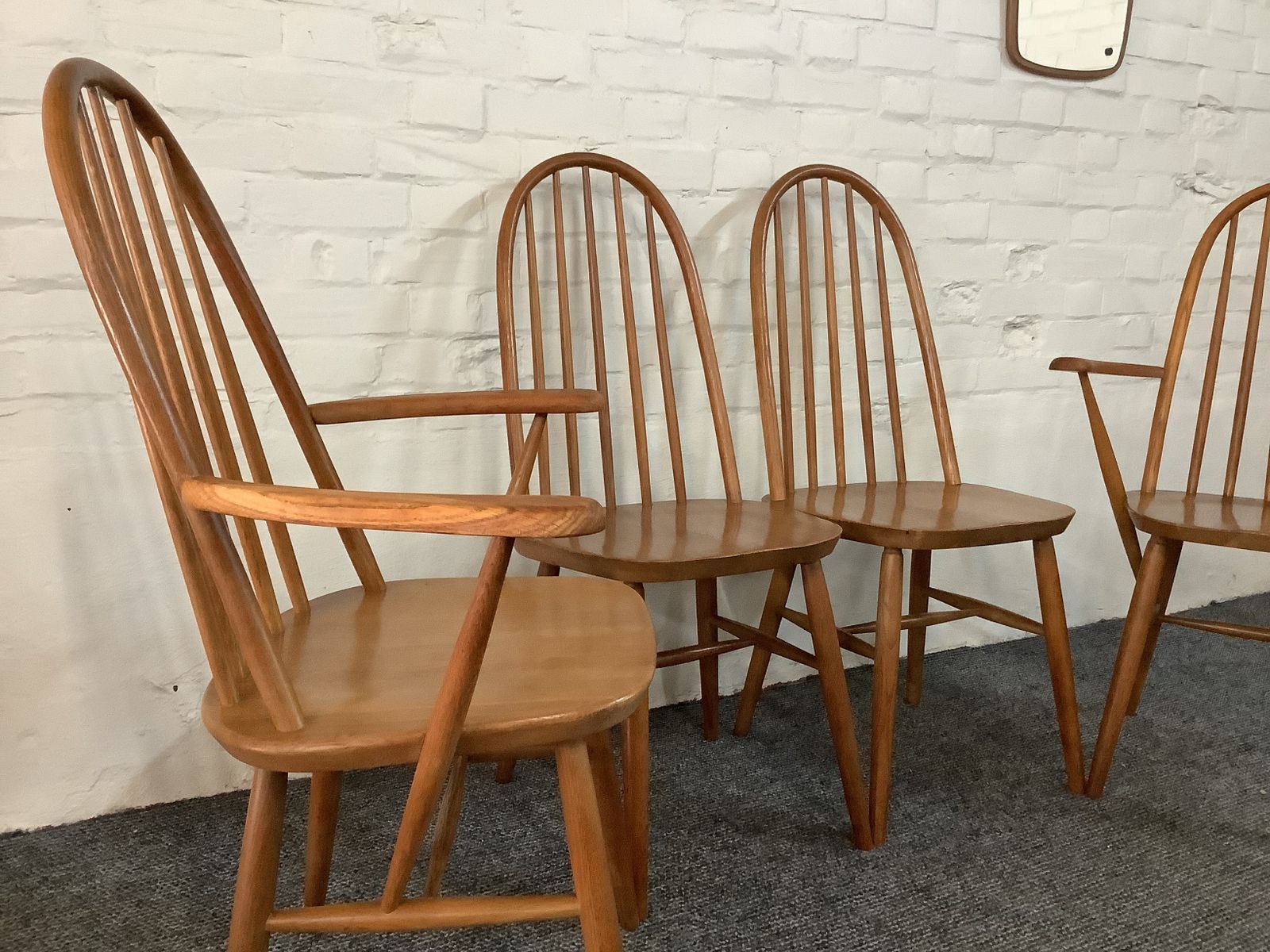 Set Of Ercol Style Quaker Back Dining Chairs. photo furniture