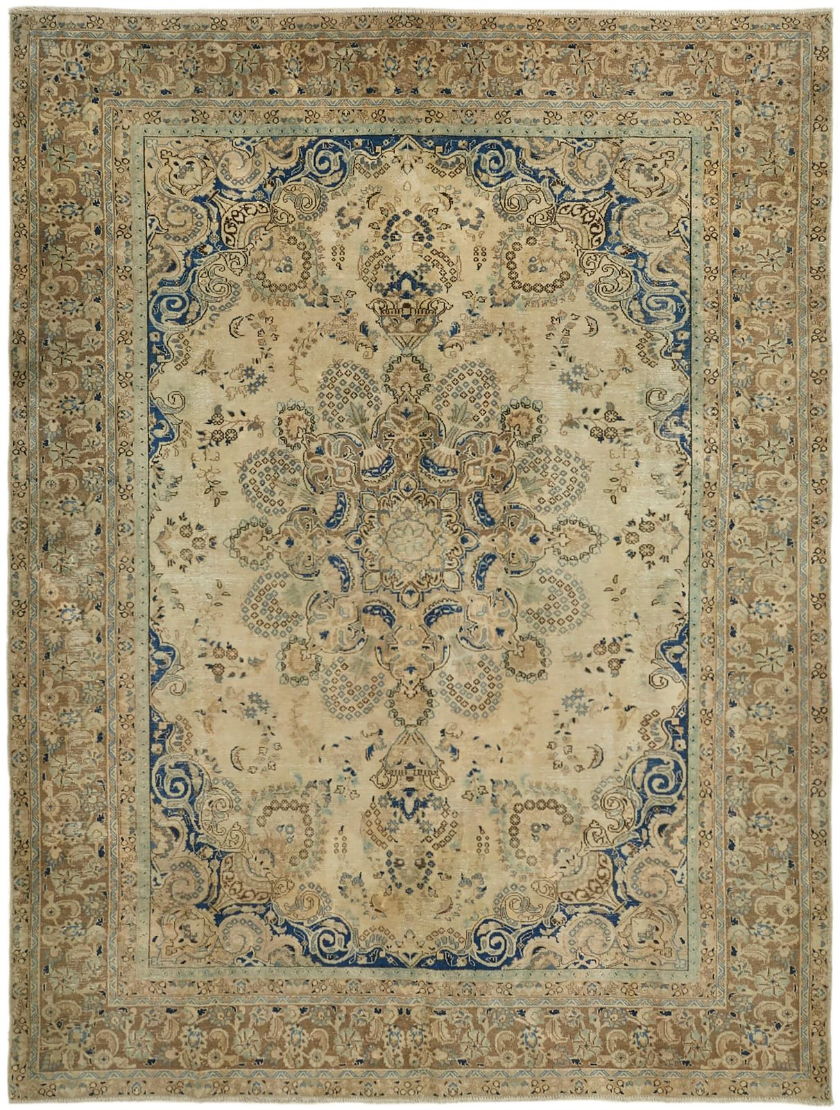 Tapis vintage grand format beige, 270 x 365 cm