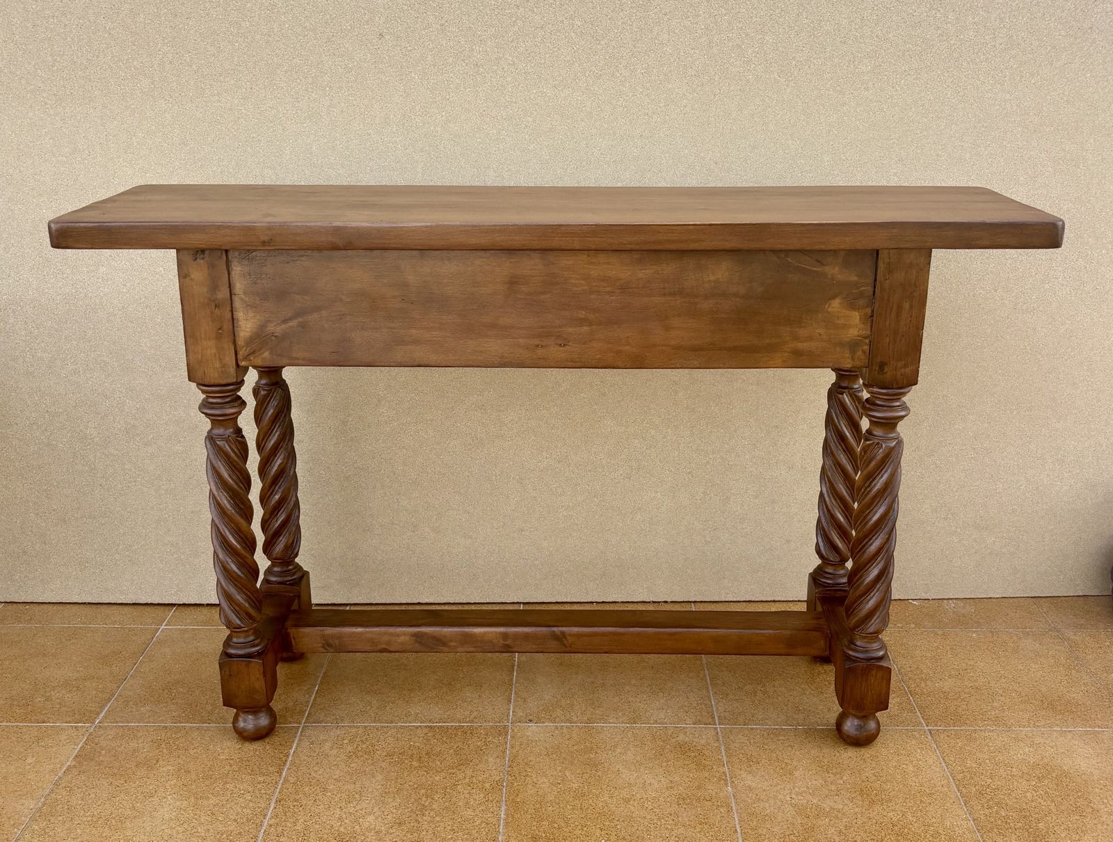 photo buy Spanish Carved Console Table With Barley Twist Legs And Two Drawers, 1930s