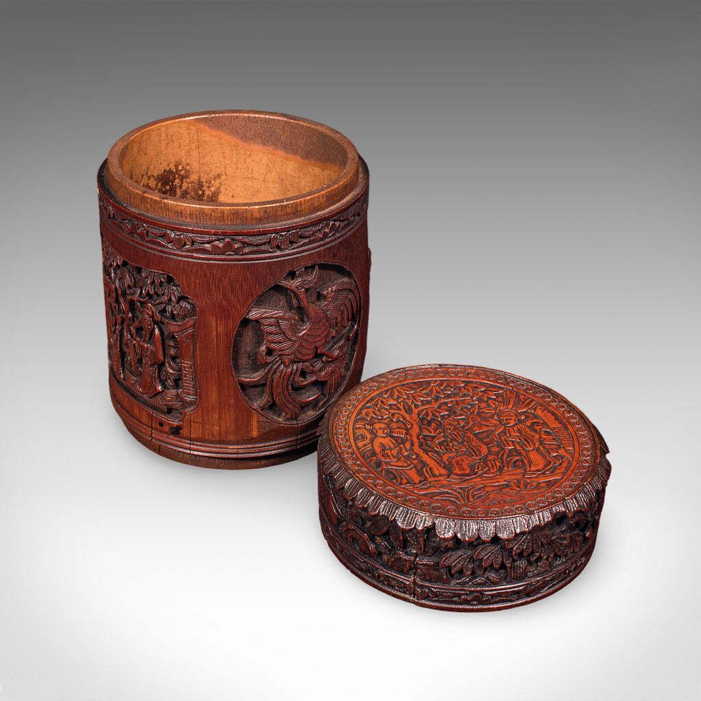 Antique Handmade Spice Pot, Oriental, Carved Bamboo, Treen, Kitchen, Art Deco Antique Handmade Spice Pot, Oriental, Carved Bamboo, Treen, Kitchen, Ar photo furniture