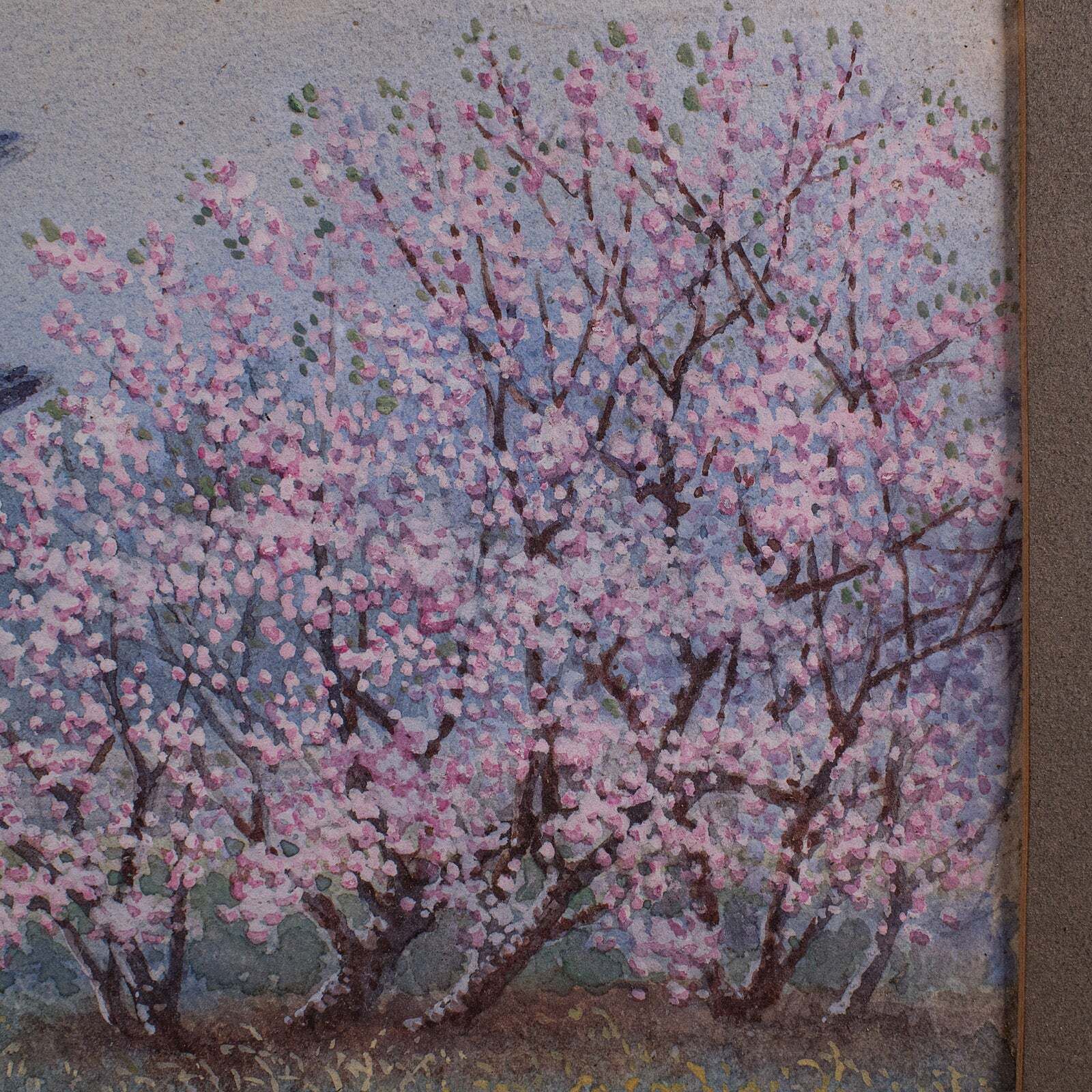 Vintage Landscape Painting, Japanese School, Watercolour, Art, Mid Century, 1960 photo vintage