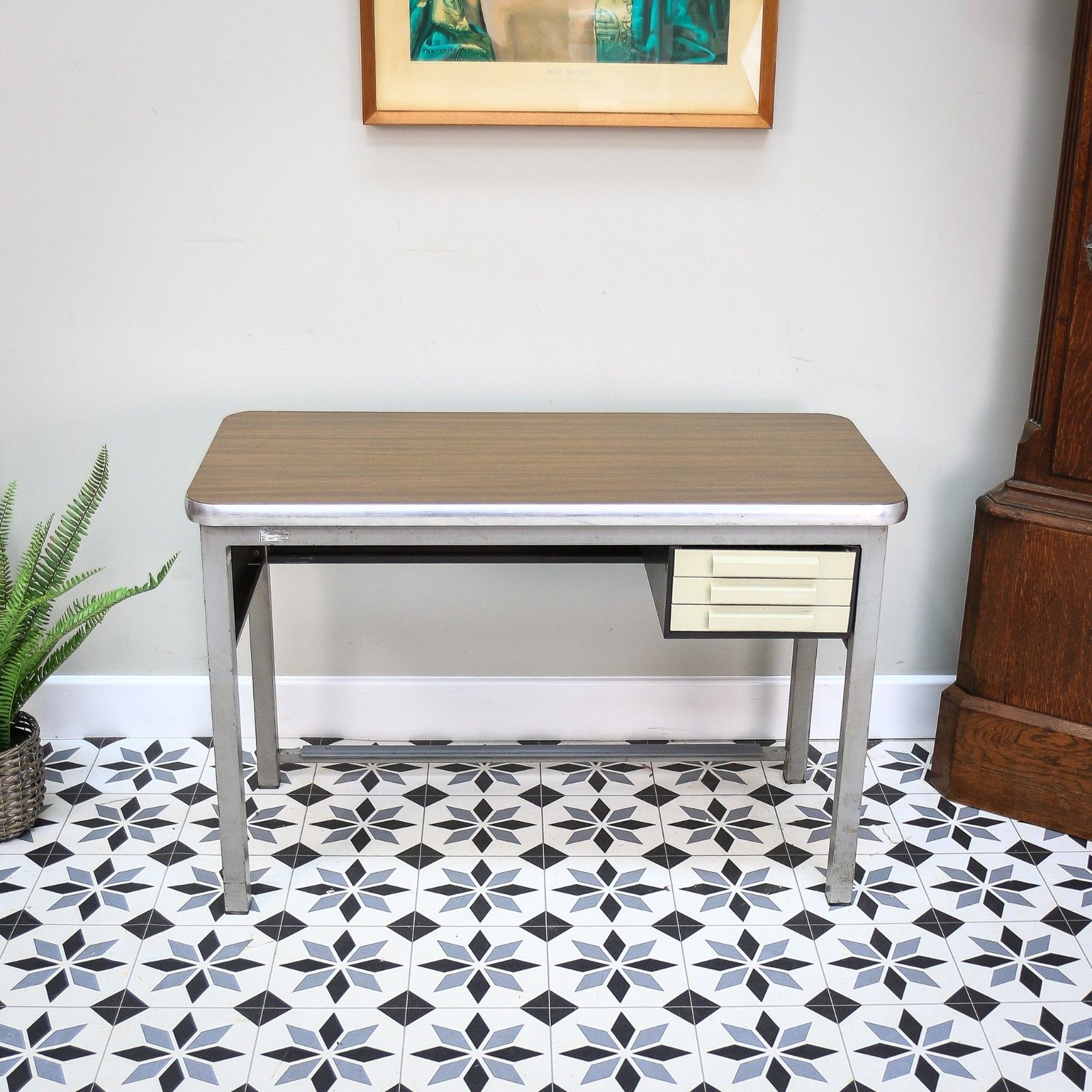 photo furniture Conforti Of Italy Industrial Desk With Three Drawers And Formica Top