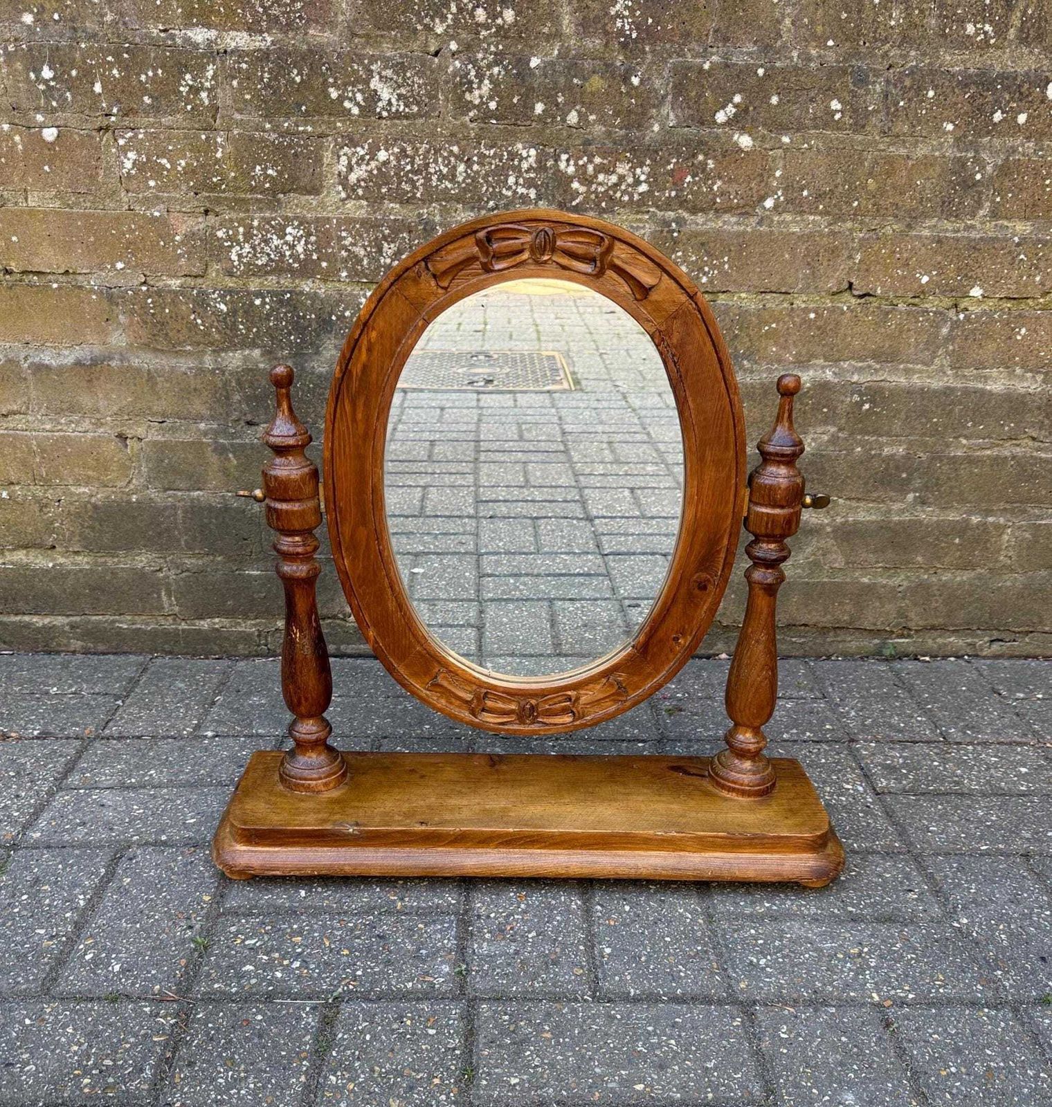 Rustic Handmade Wooden Tilting Mirror Vintage Cottage Style