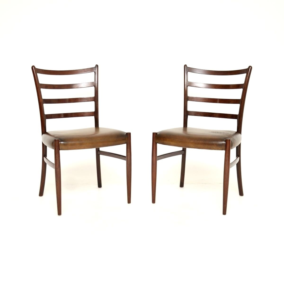 Pair Of Danish Rosewood And Leather Chairs By Johannes Andersen