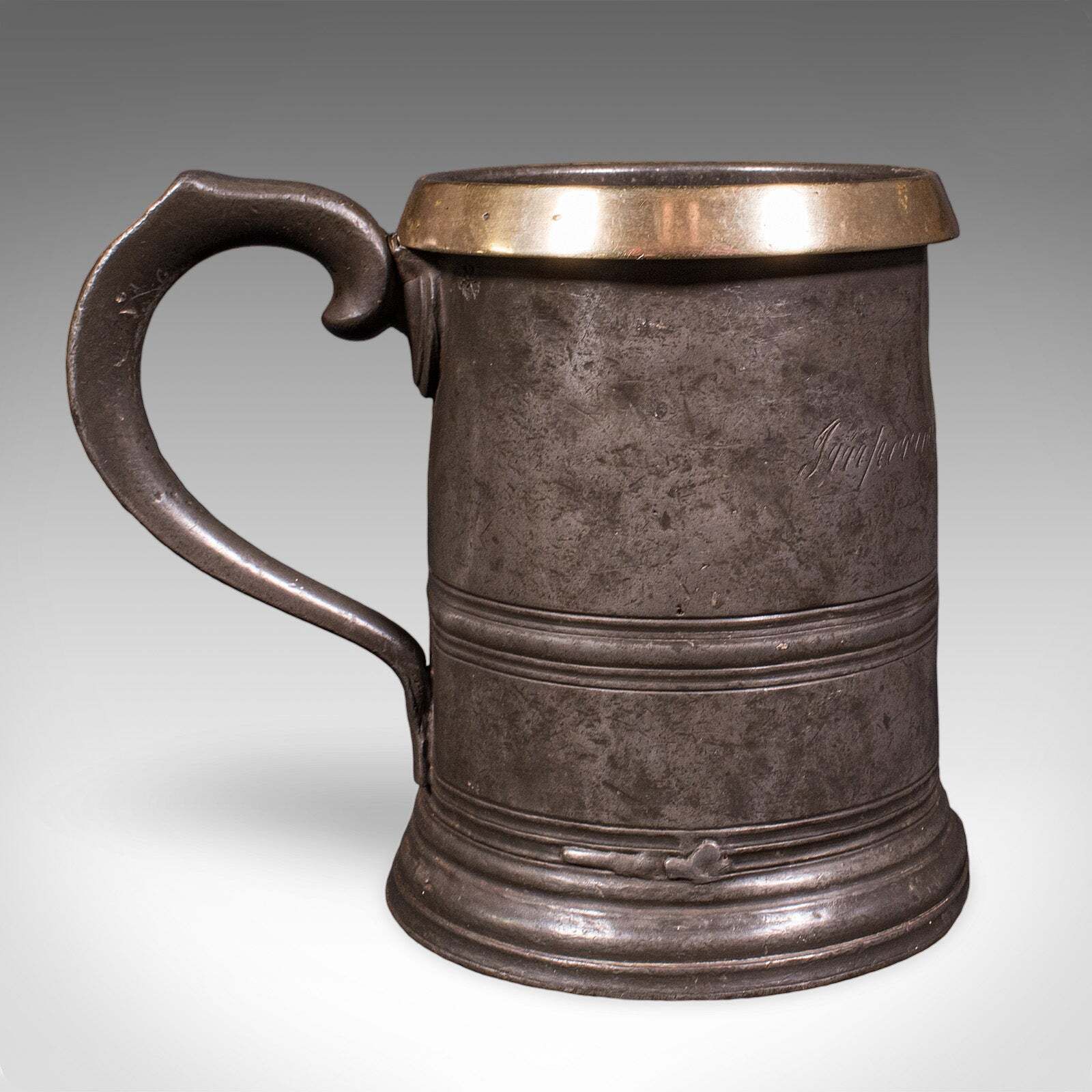 Antique Public House Tankard, English, Pewter, Quart Jug, Breweriana, Victorian photo for sale
