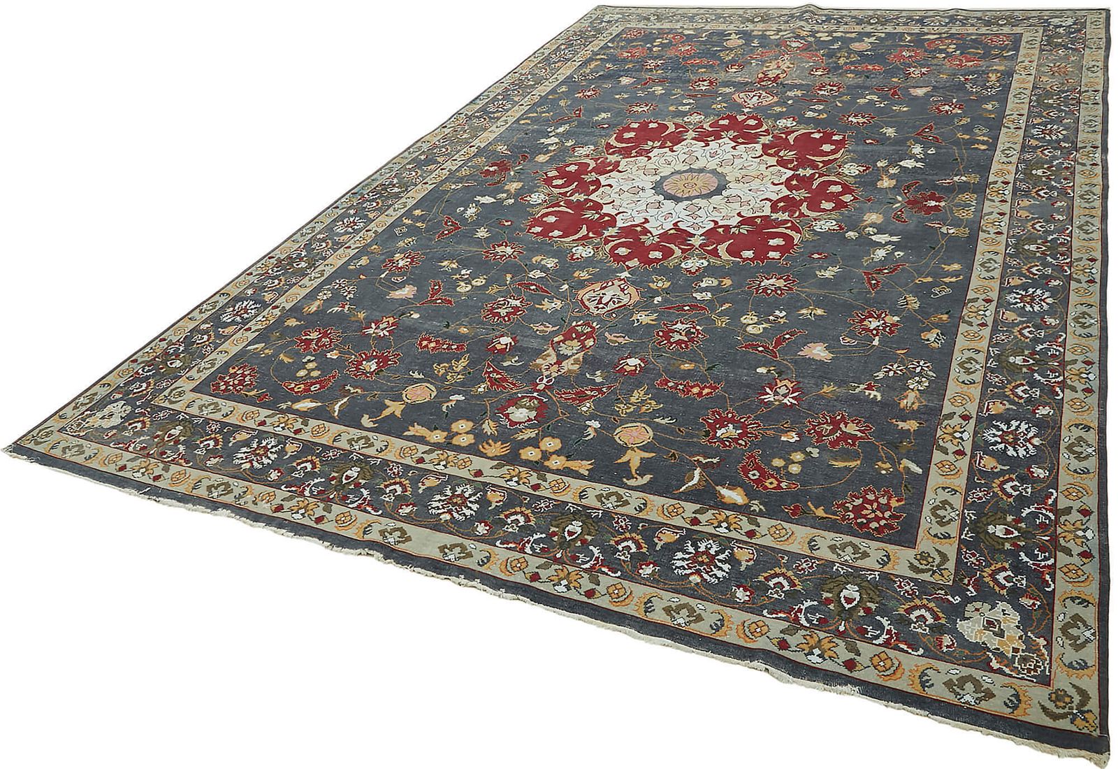 Tapis vintage grand format gris 8x12   45515 photo for sale