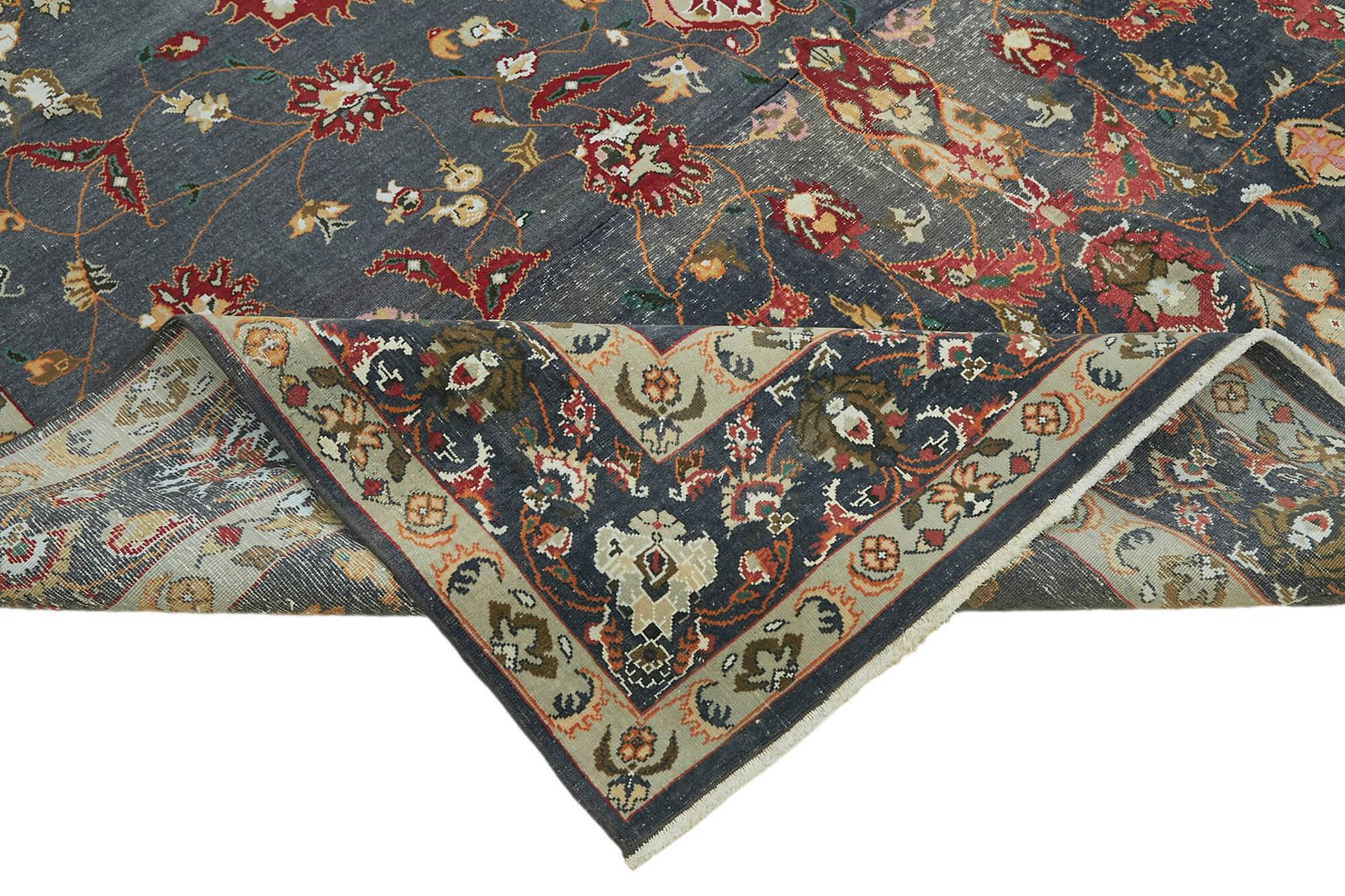Tapis vintage grand format gris 8x12   45515 photo vinterior