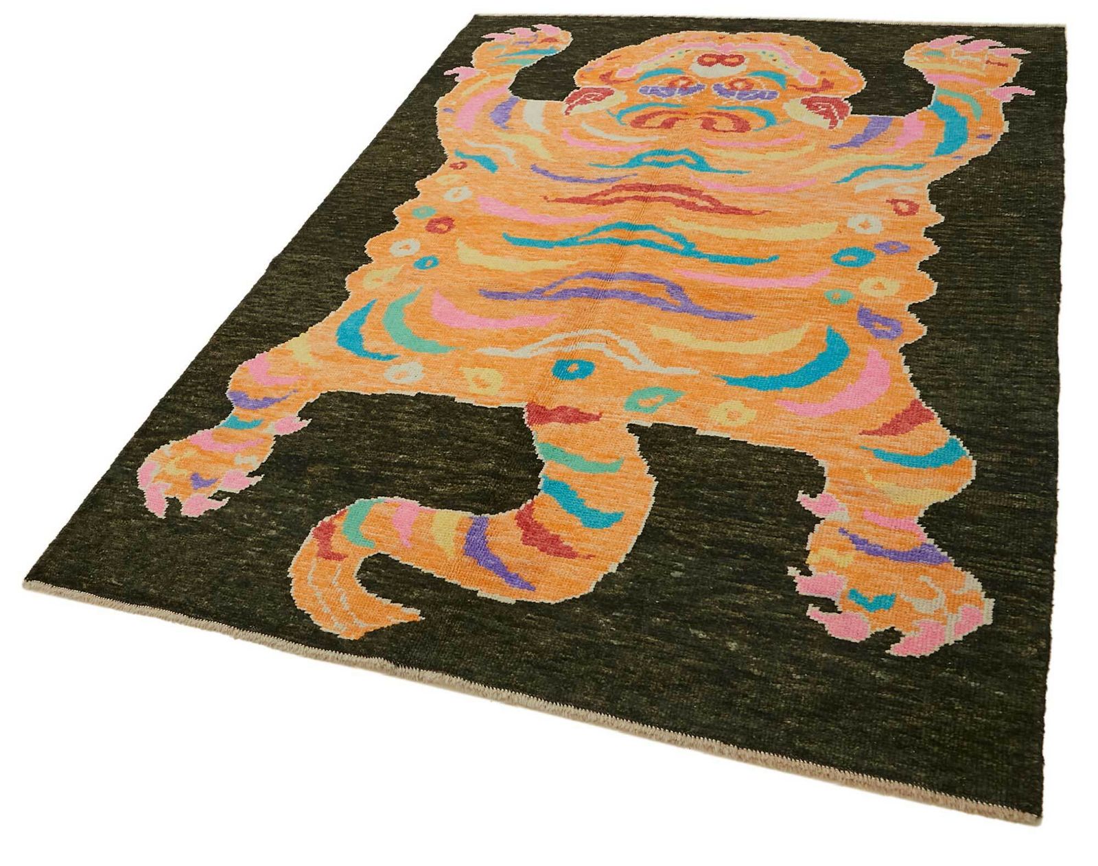 Tapis Oushak tigre noué à la main 6x8   46688 photo for sale