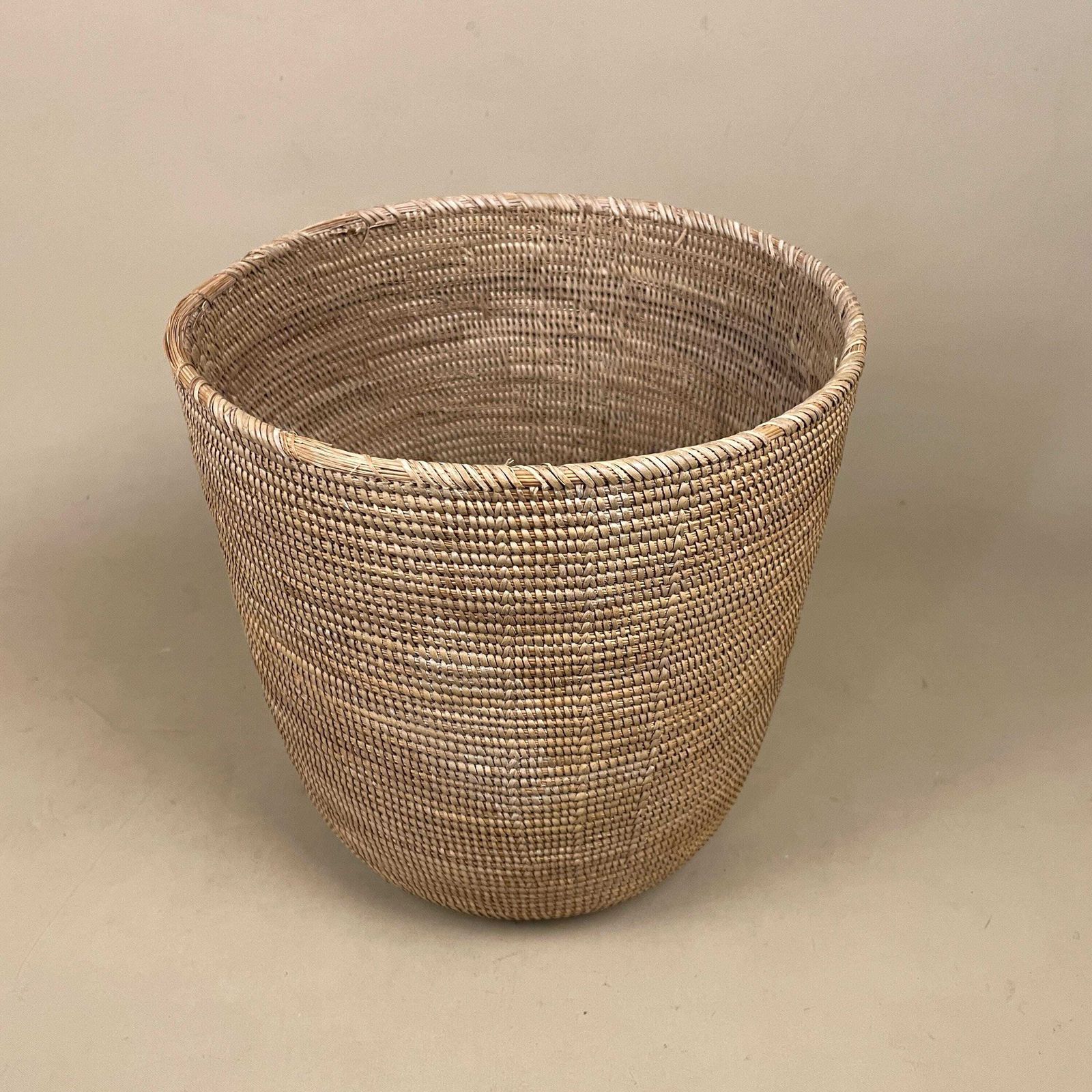Round Paper Basket Bin Planter Plant Pot Covering Cover Fine Weave Small Boho Office Decor Vintage Style Handmade photo 55.0