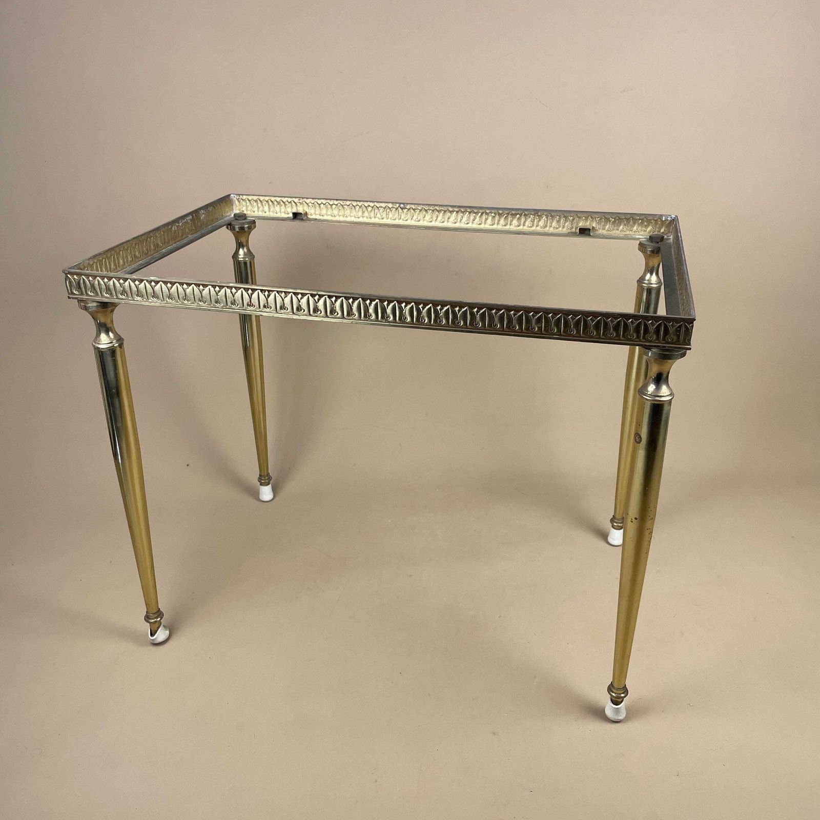 Vintage Brass Table Legs Mid Century Ornate Regency Rectangle Italian Base Only Small Coffee Table Decorative Accent photo vintage