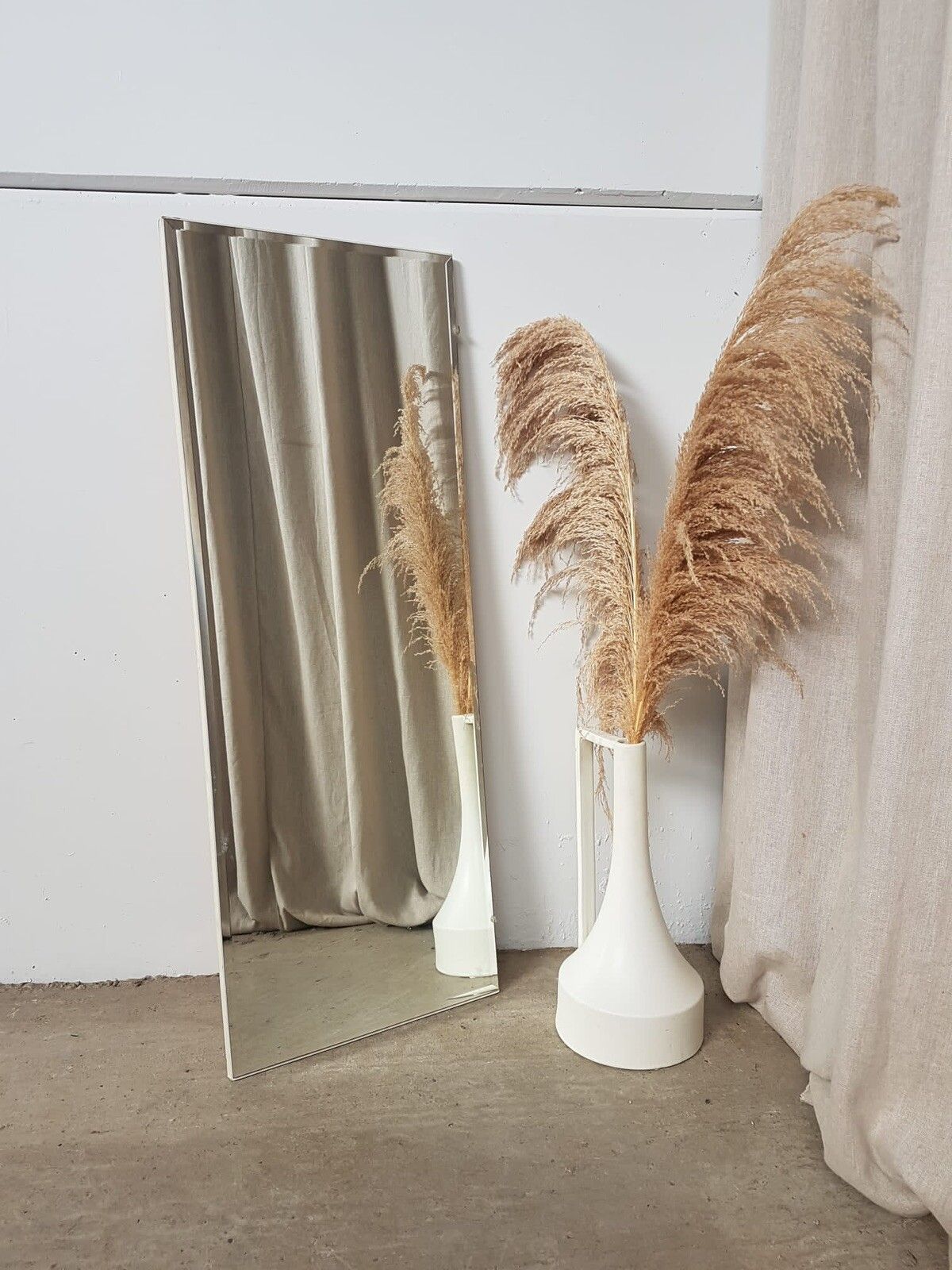 Vtg Late Mid Century Floor Standing Wall Hallway Mirror Scandi Danish Retro R282