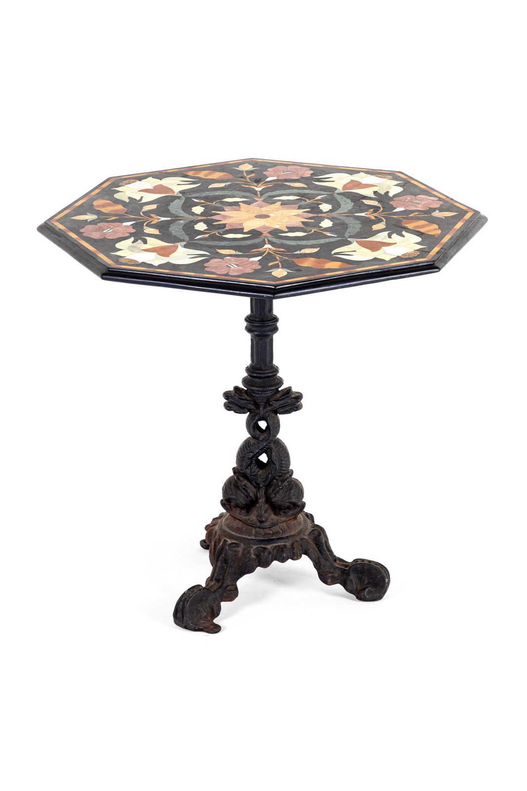 Italian Pietra Dura Black Marble Topped Table photo furniture