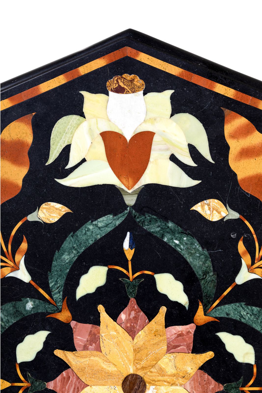Italian Pietra Dura Black Marble Topped Table photo vintage