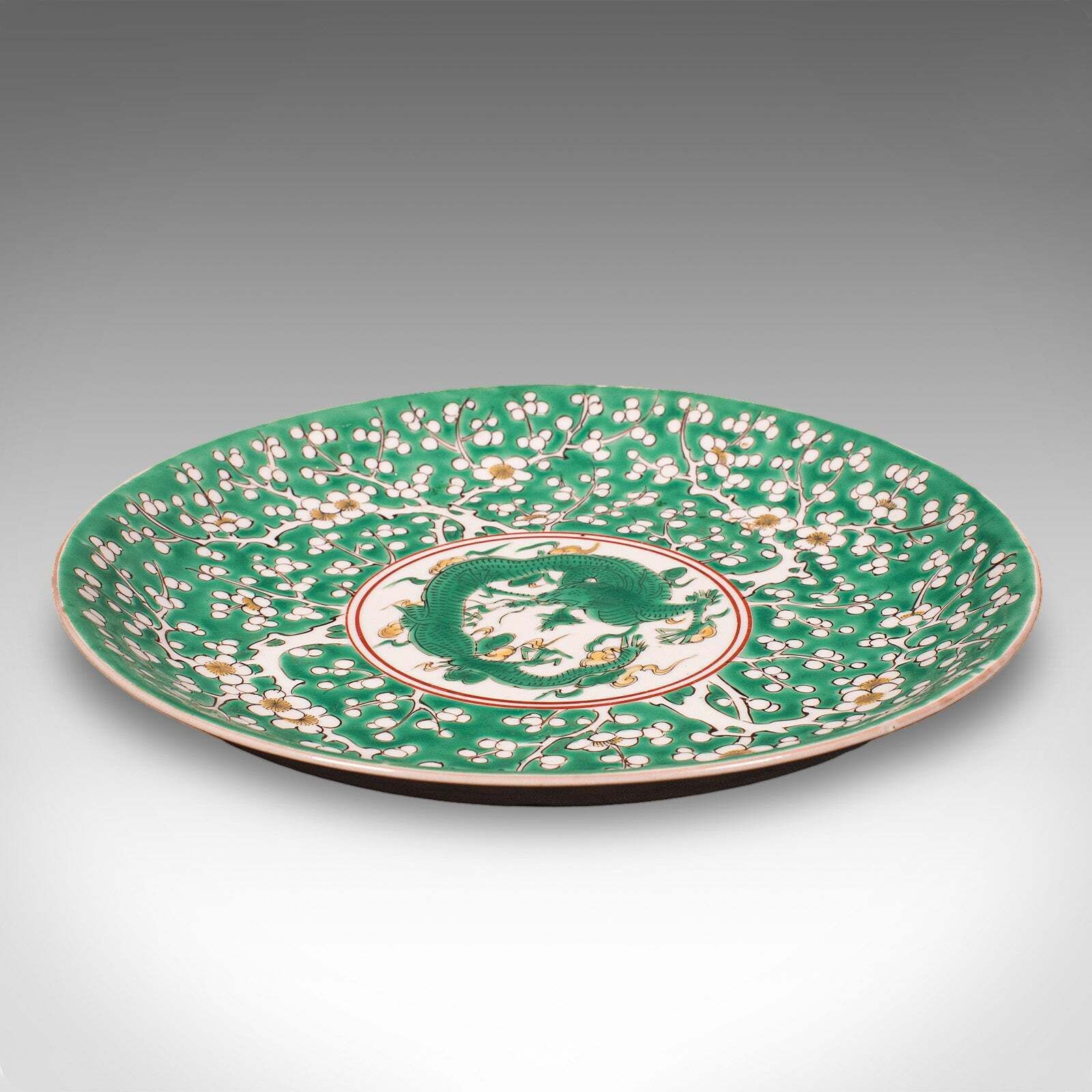 Antique Famille Verte Display Plate, Oriental, Qing Dynasty, Saucer, Victorian photo vinterior
