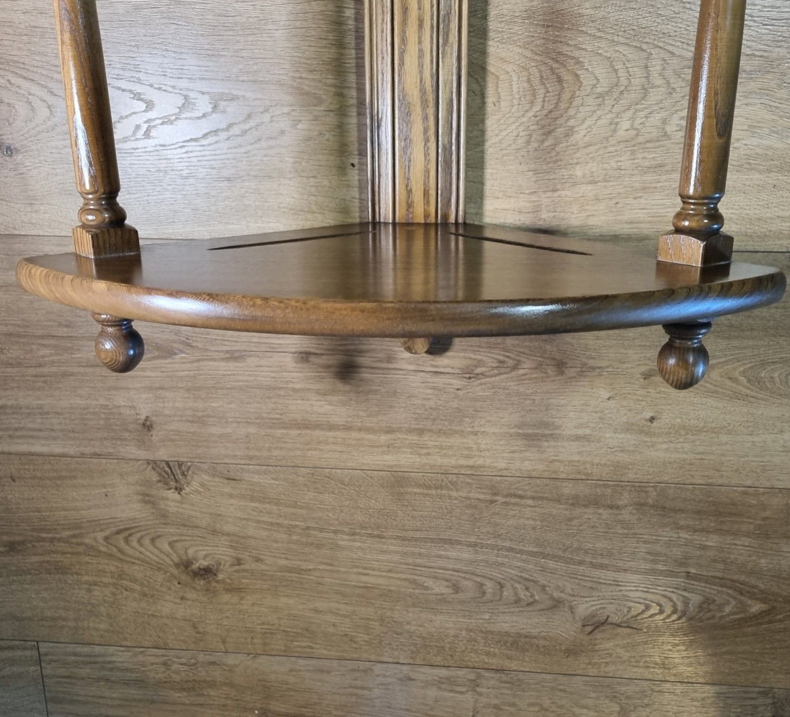 Ercol 3 Tier Corner Shelf Wall Hanging Golden Dawn Elm Wooden Display What Not photo Furniture