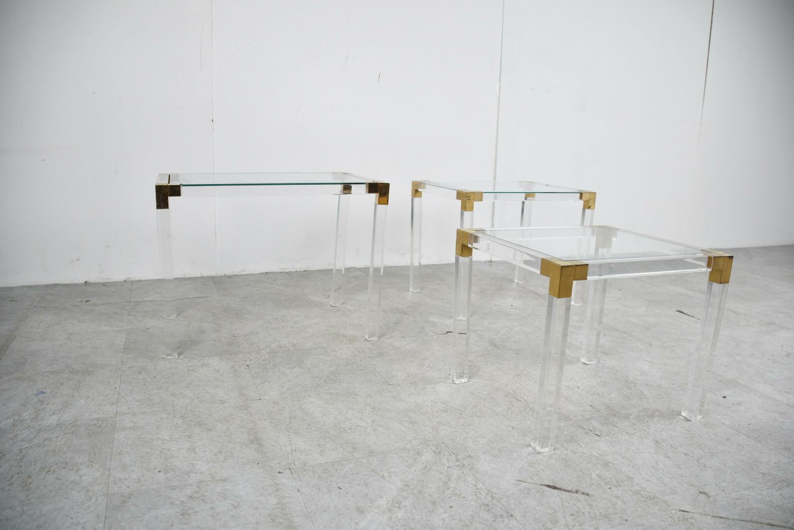 Nest Of Brass And Lucite Tables, 1970s photo vinterior