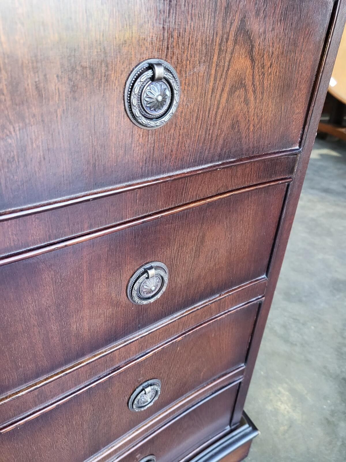 photo for sale Antique Repro Serpentine Small Chest Of Drawers Bracket Feet