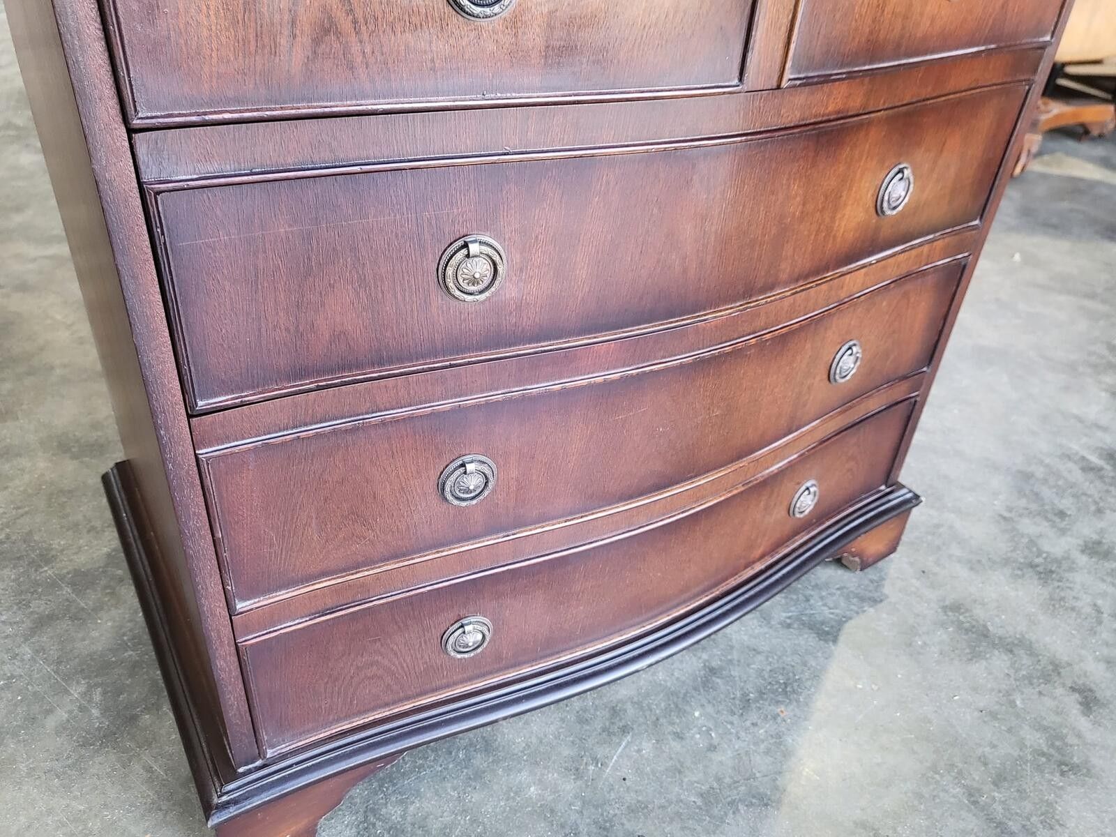 Furniture Antique Repro Serpentine Small Chest Of Drawers Bracket Feet photo