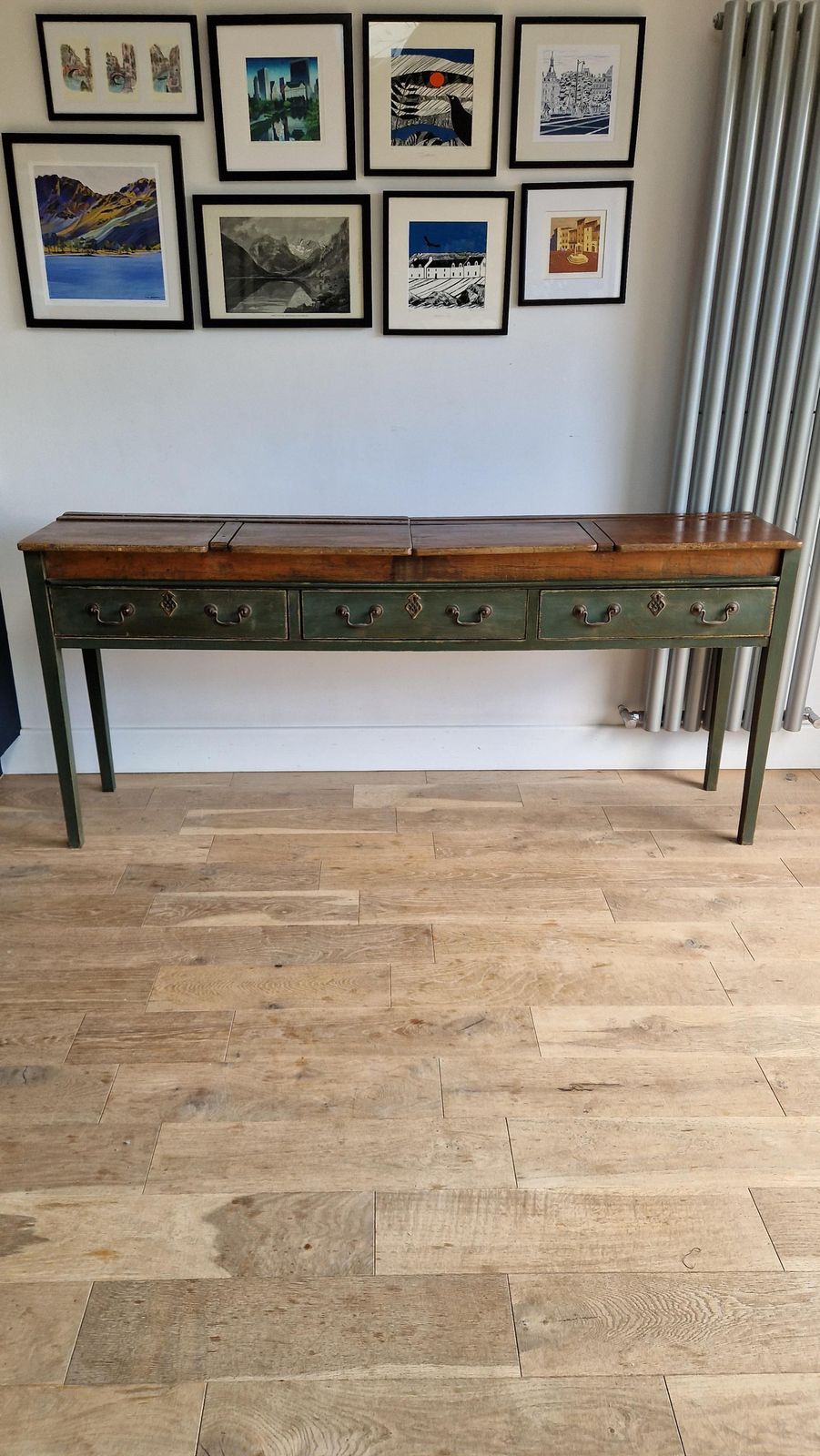 Dresser Base/ Sideboard/ Constructed With Vintage School Desks