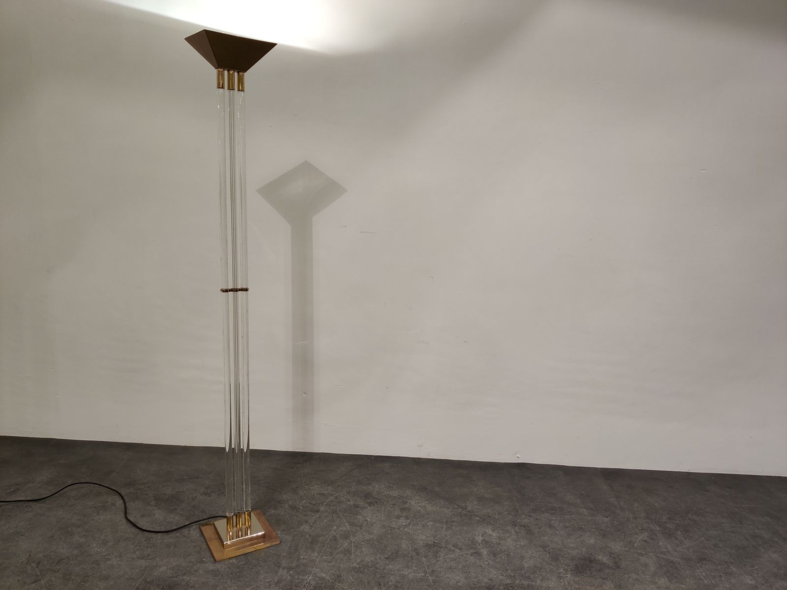 Vintage Brass And Lucite Floor Lamp, 1970s photo for sale