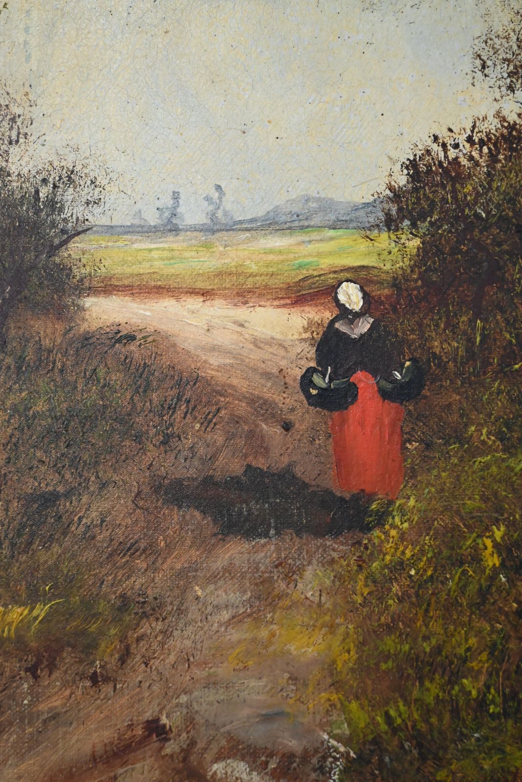 Painting “Walk In The Undergrowth”, Oil On Canvas, Signed L. Gourdon – 1896 photo vintage