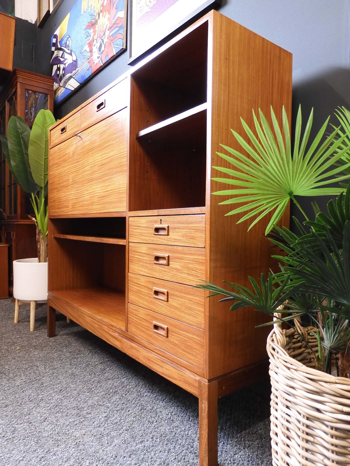 Mid Century Modern Sideboard Bureau In Teak – United Kingdom, 1960s photo for sale