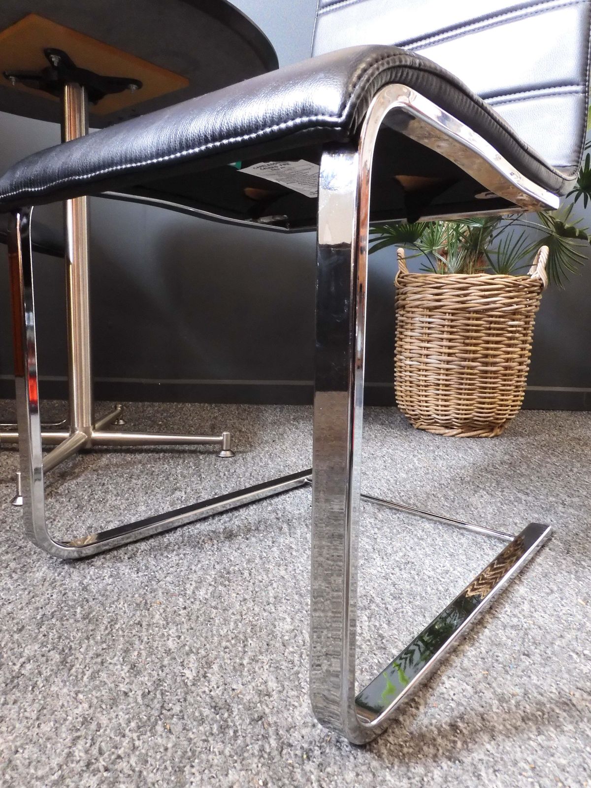 Custom Bespoke Mid Century Modern Bistro Set In Granite And Faux Leather – Unknown Origin, 1960s 1970s photo for sale