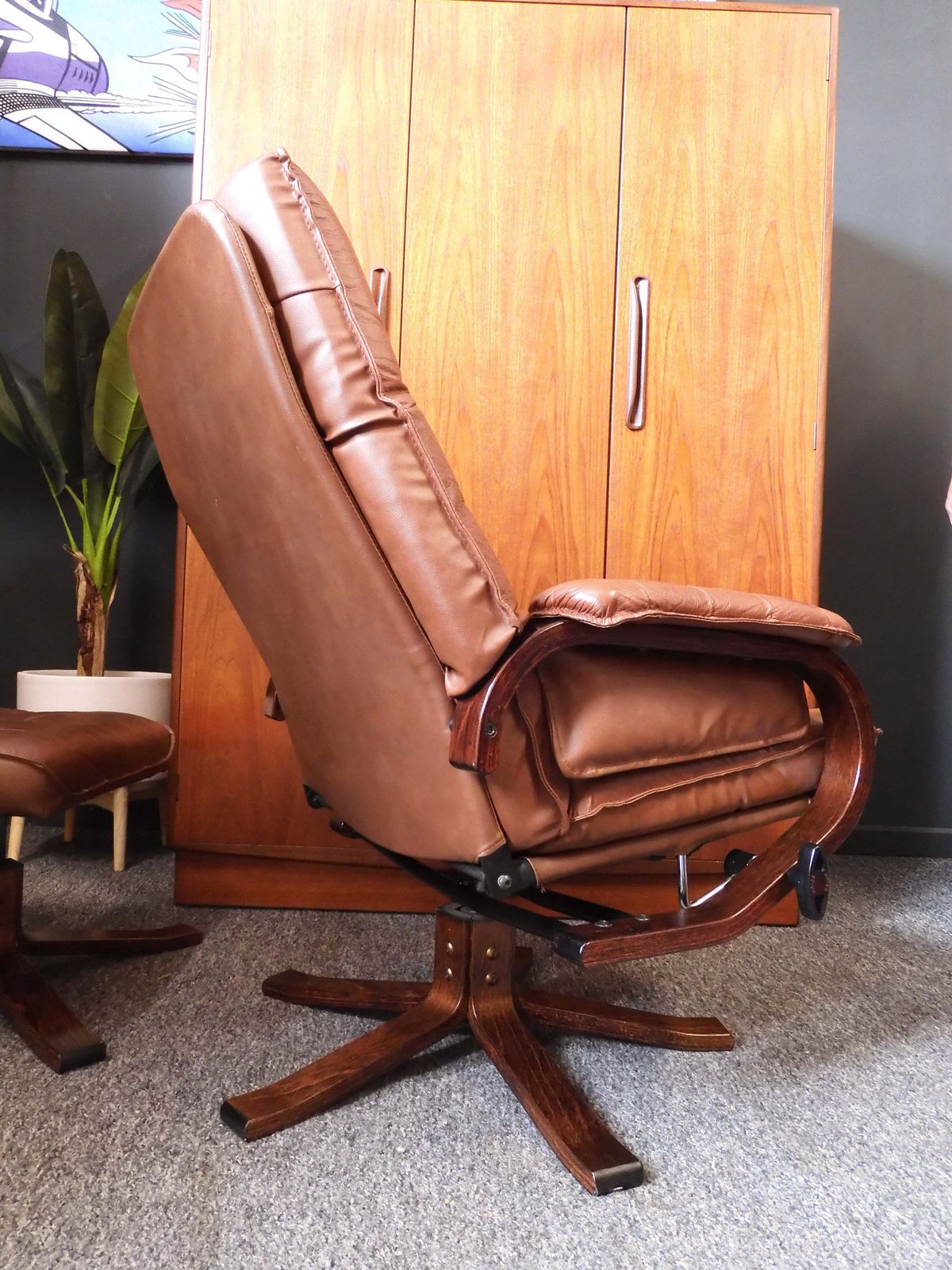 Furniture Unico Recliner Armchair And Ottoman In Teak And Leather – Denmark, 1960s/1970s photo