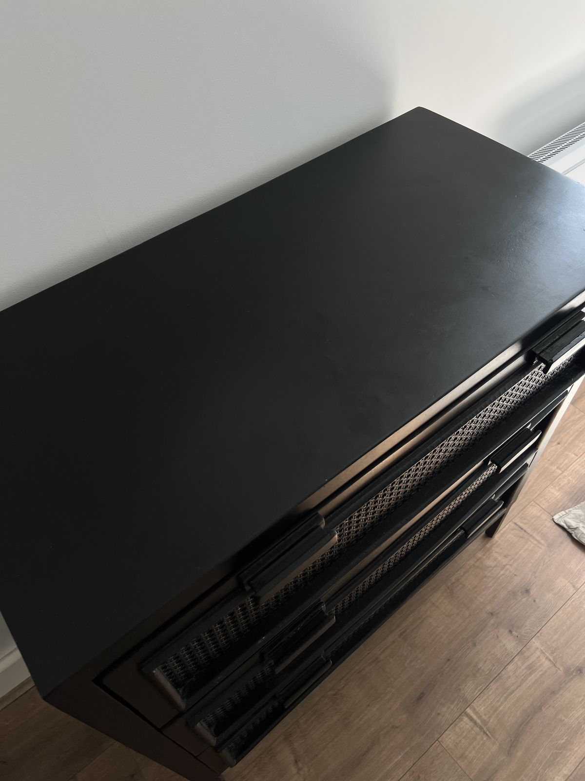 Black Wood & Rattan Chest Of Drawers (Rockett St George) photo vinterior