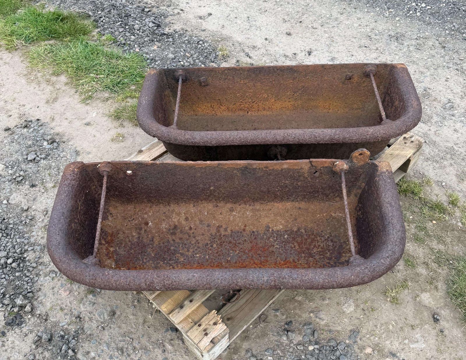 Planters   Pair Of Cast Iron Troughs, Ideal Garden Planters   Will Split photo buy