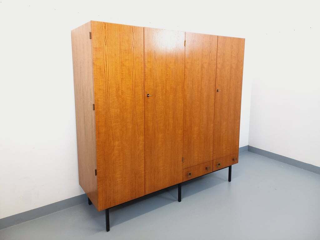 Modernist 1960s Wardrobe In Teak And Metal