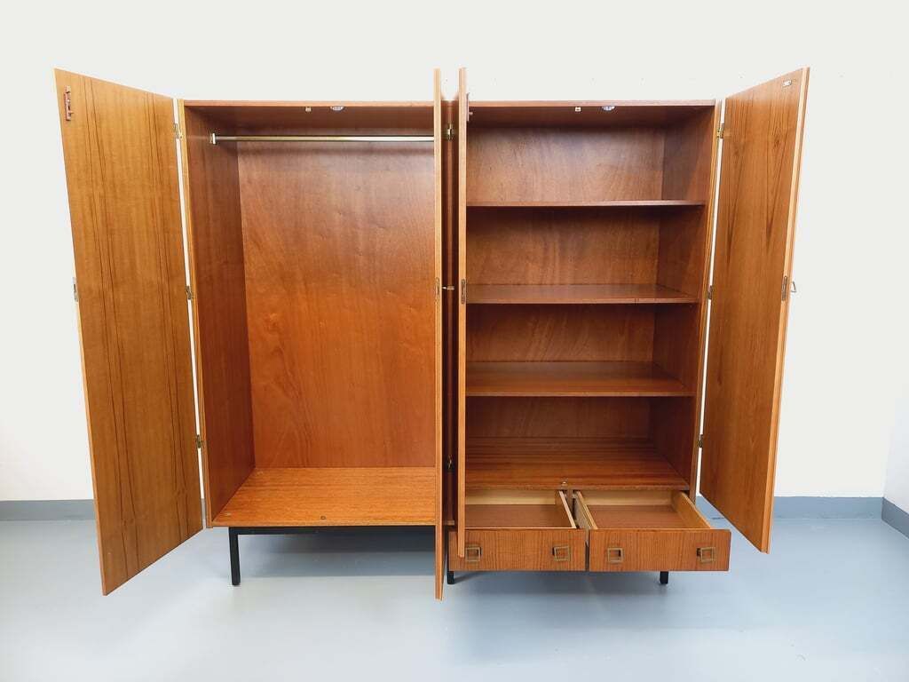 Modernist 1960s Wardrobe In Teak And Metal photo for sale