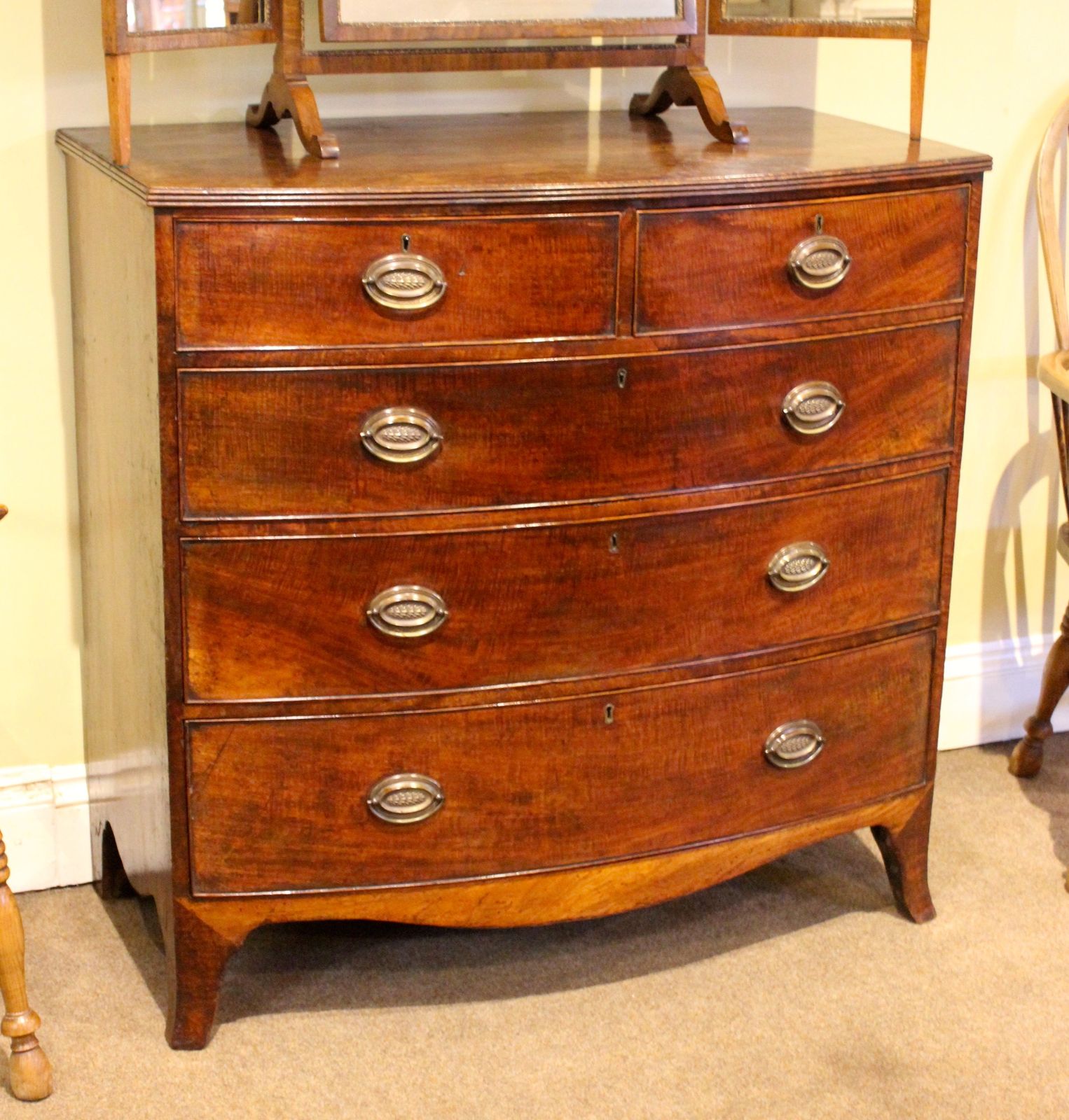19thc. Mahogany Bow Fronted Chest Of Drawers photo furniture