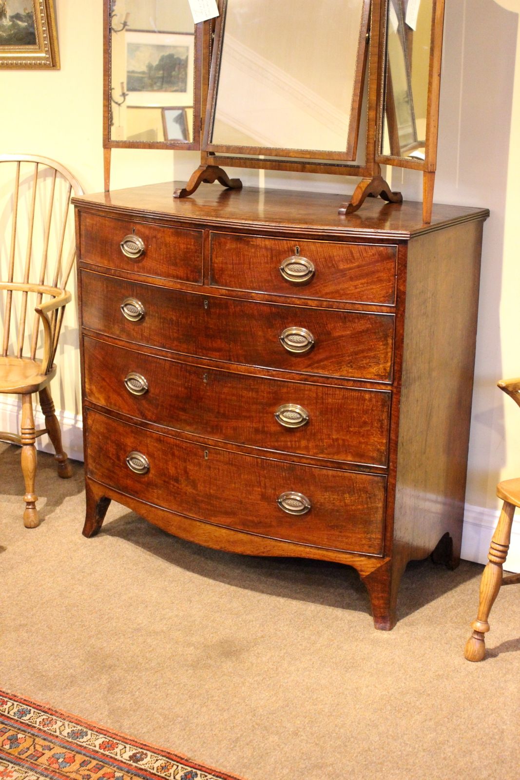 19thc. Mahogany Bow Fronted Chest Of Drawers photo buy