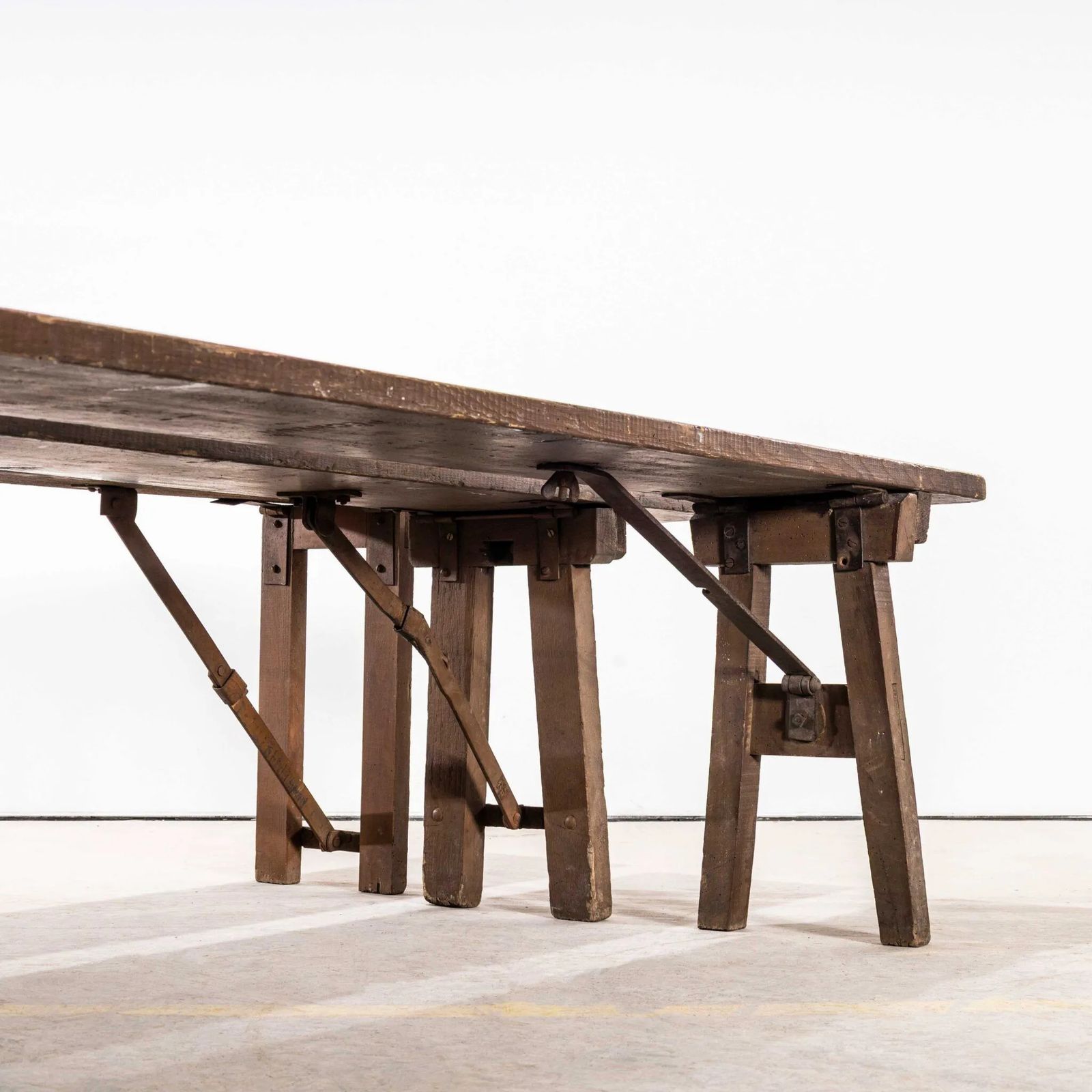 1950’s Brewers Heavy Wooden Benches Chocolate Brown – Single photo for sale