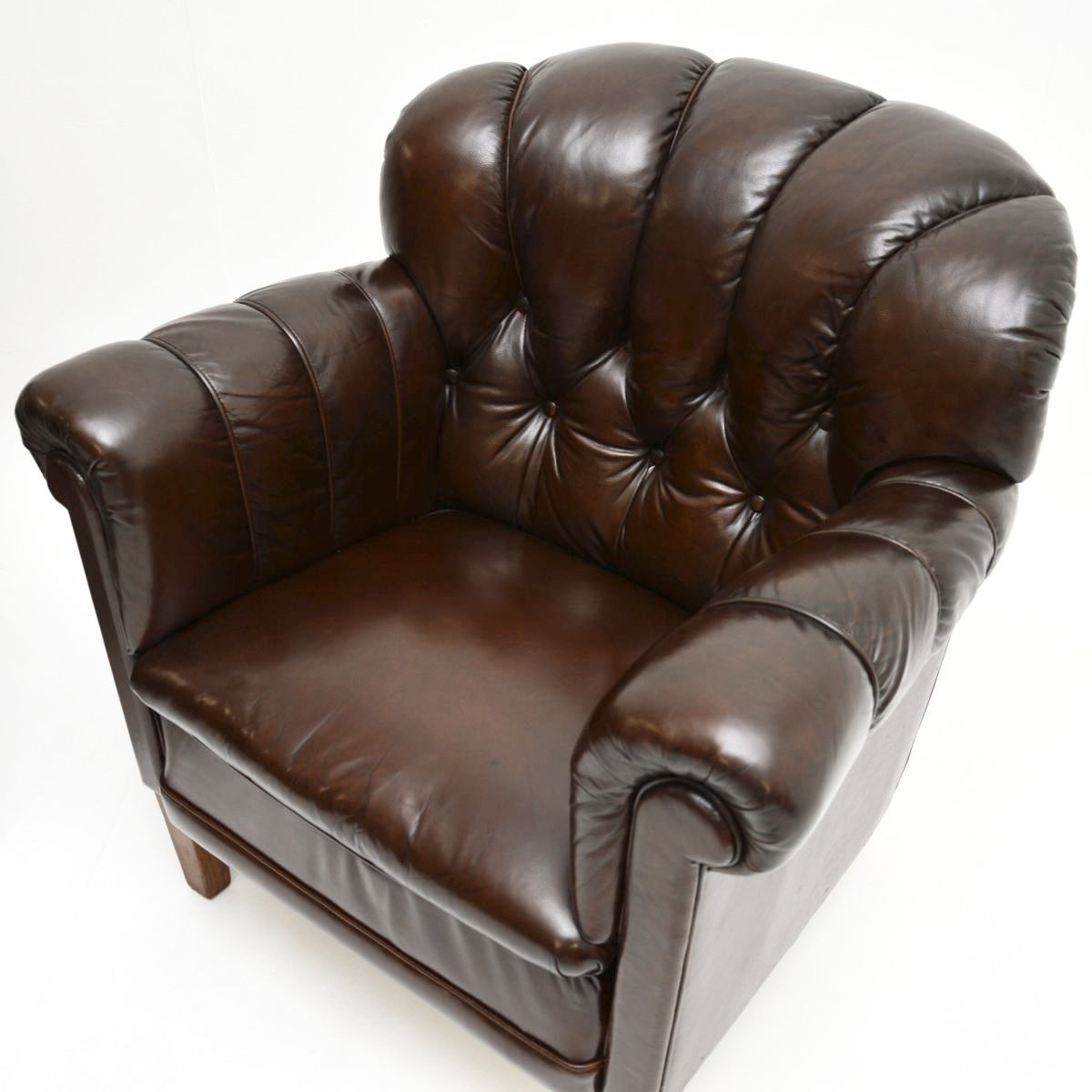Pair Of Antique Swedish Leather Club Armchairs photo 3250.0