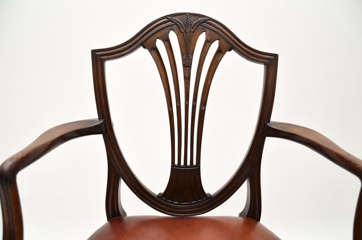 Pair Of Antique Mahogany And Leather Carver Armchairs photo buy