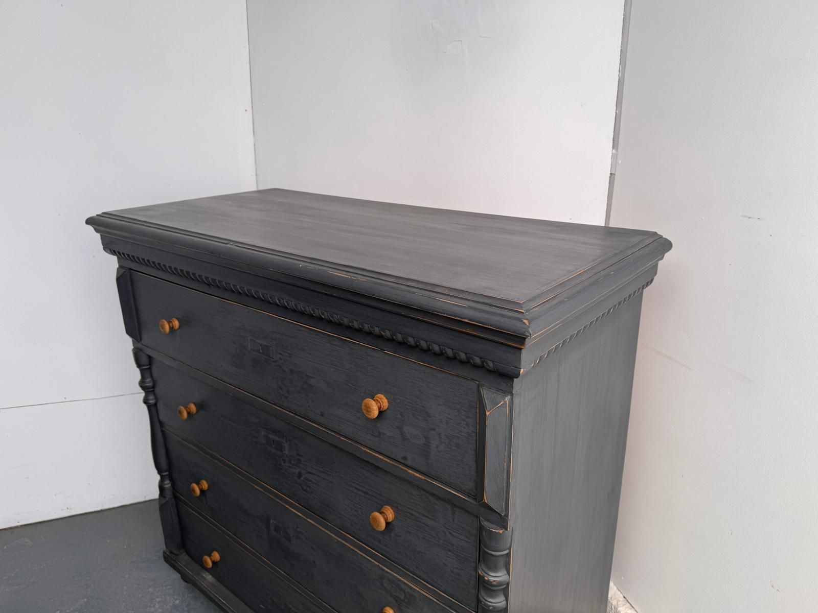 A Lovely Painted Mid Grey Original Hungarian 4 Drawer Victorian Chest Of Drawers photo furniture