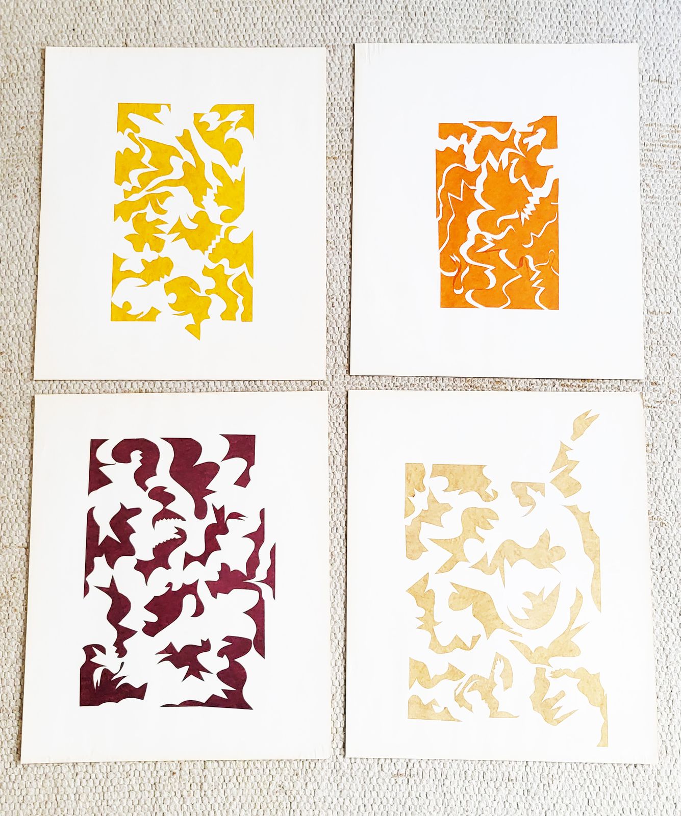 Set Of 4 Modernist Collages In The Style Of Matisse, 1950s